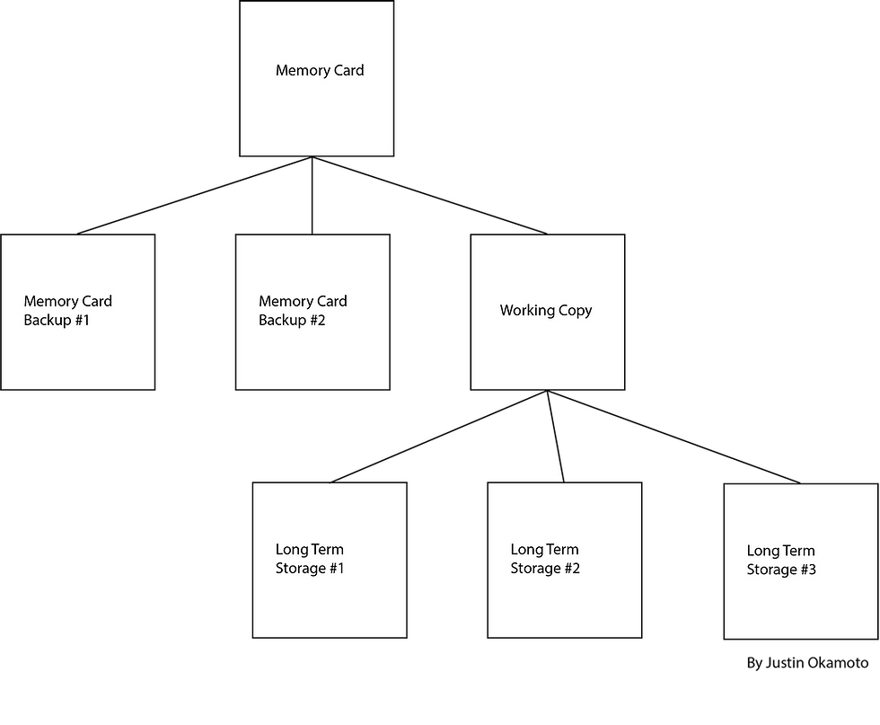 Diagram of Backing up Footage - This is a picture which was created to sum up how to back up your video files.
