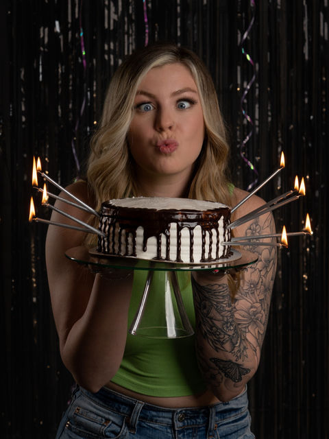 Beauty portrait of a young beautiful woman for a birthday photoshoot