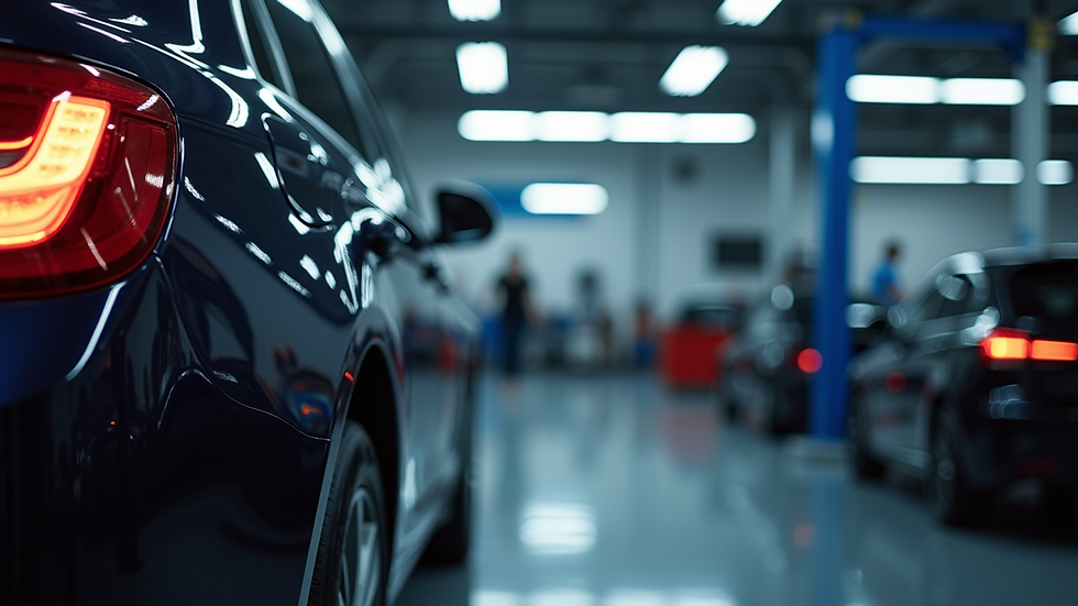 Close-up view of a car service centre with modern diagnostic equipment