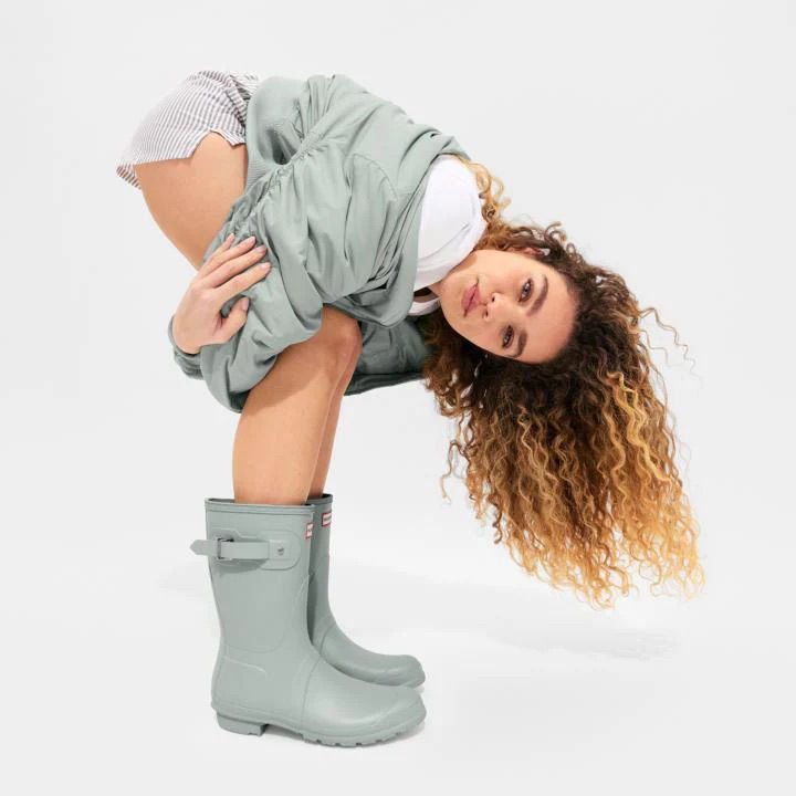 Hunter Original Short Light Green Waterproof Wellington Boots- 9