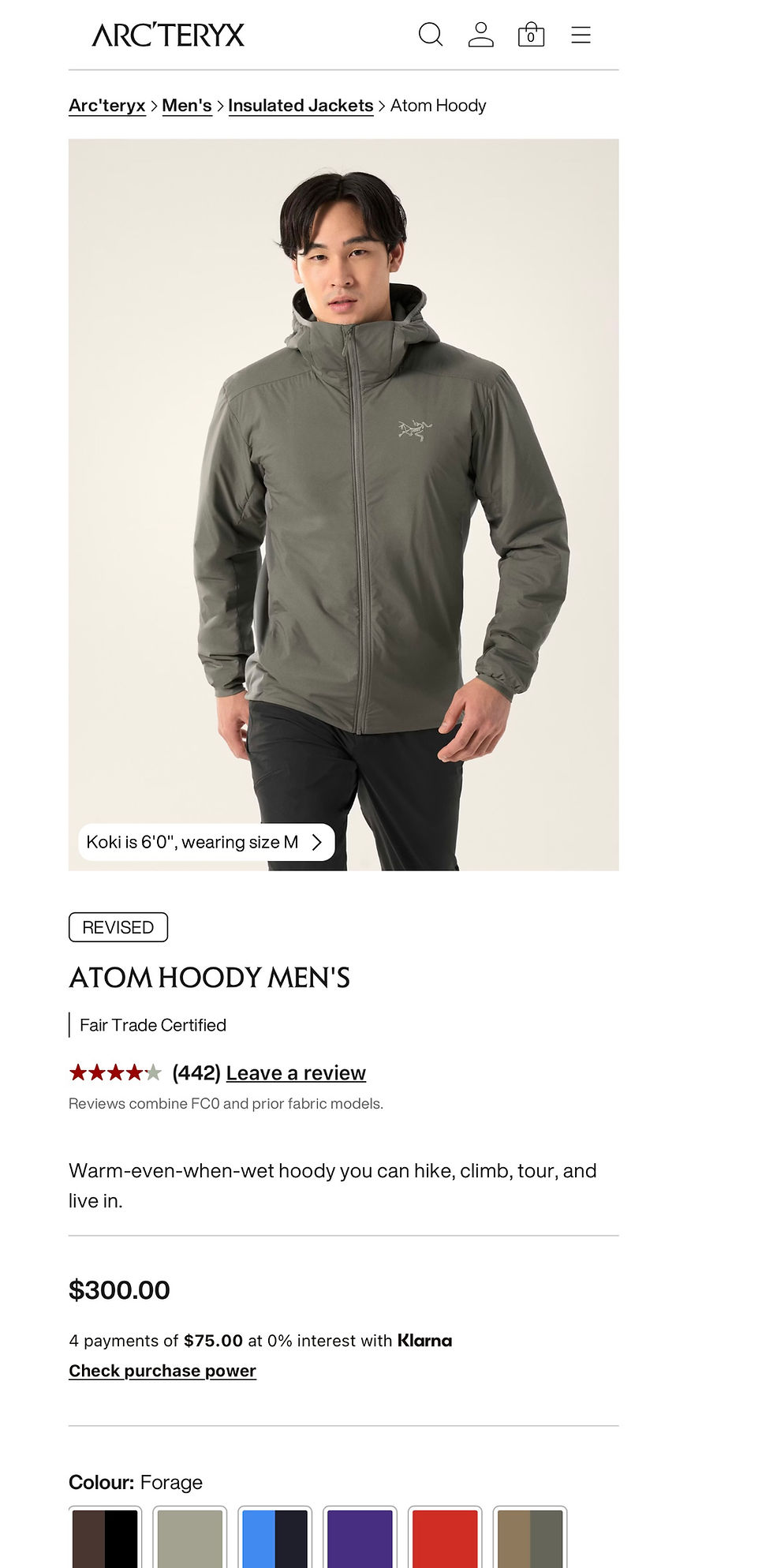 Thumbnail: Arc'teryx Atom LT Hoody Men's Jacket Olive/Orange