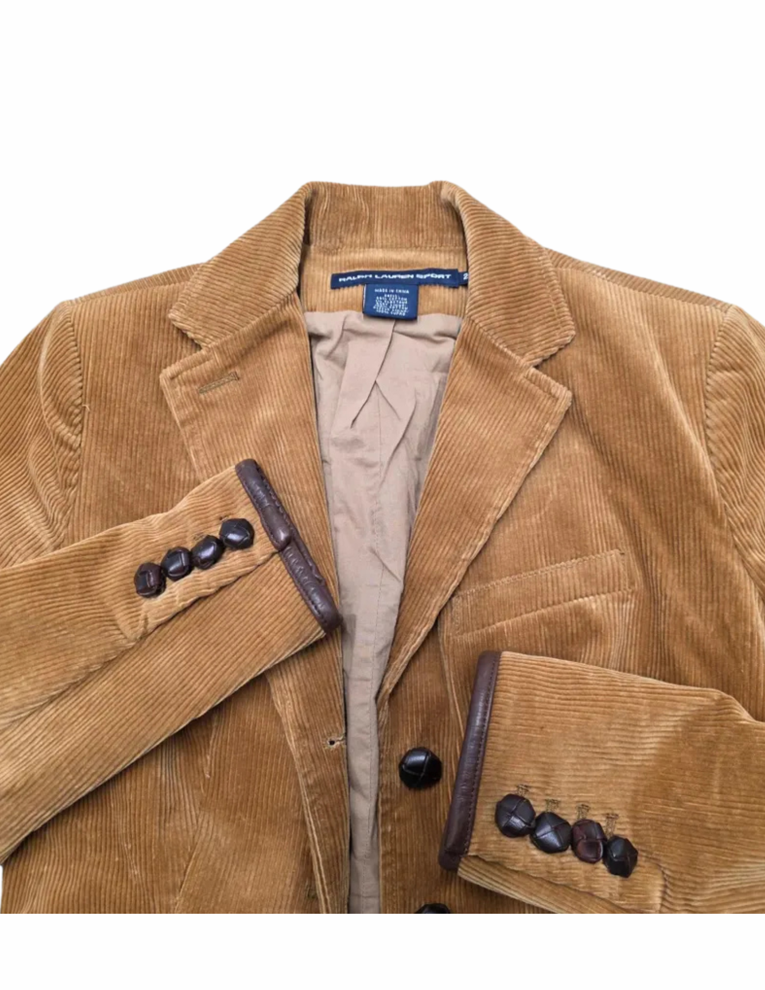 Vintage Ralph Lauren Corduroy Women Blazer w/ Leather Trim