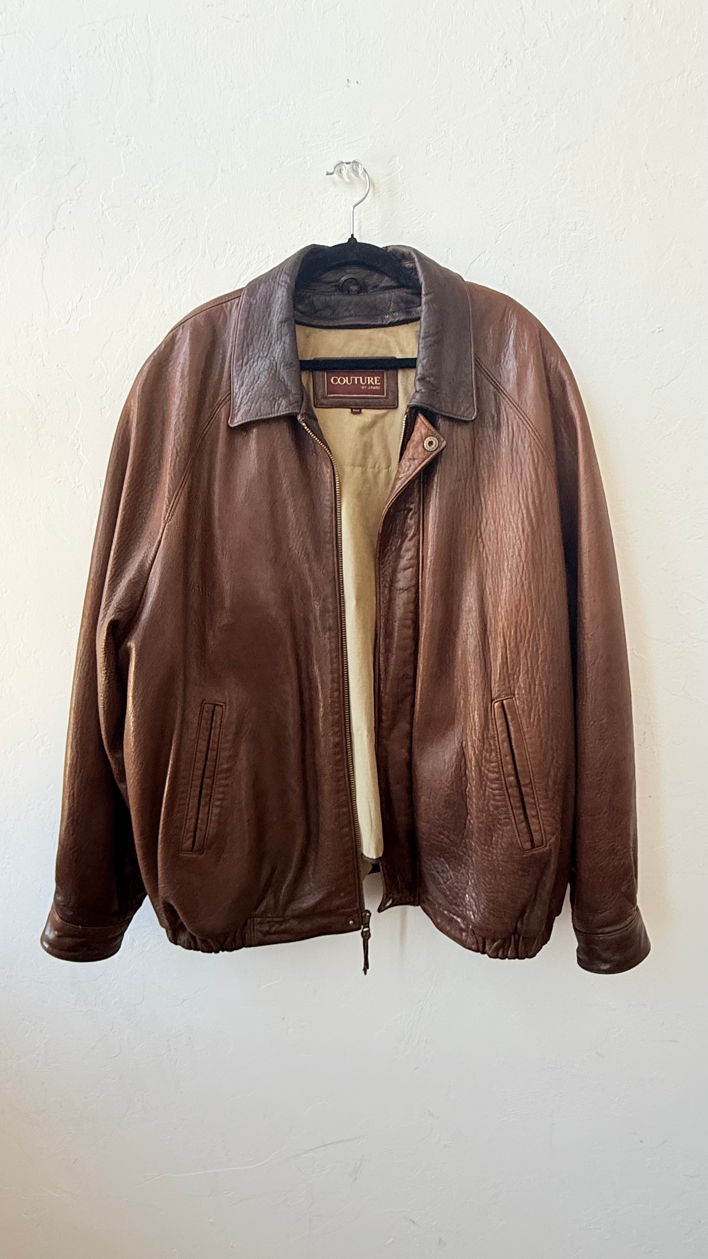 Couture Men's Brown Cognac Leather Jacket - 2X