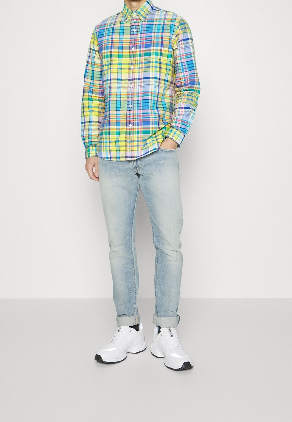 Miniatura: Ralph Lauren Slim-Fit Yellow Plaid Oxford Shirt- XL