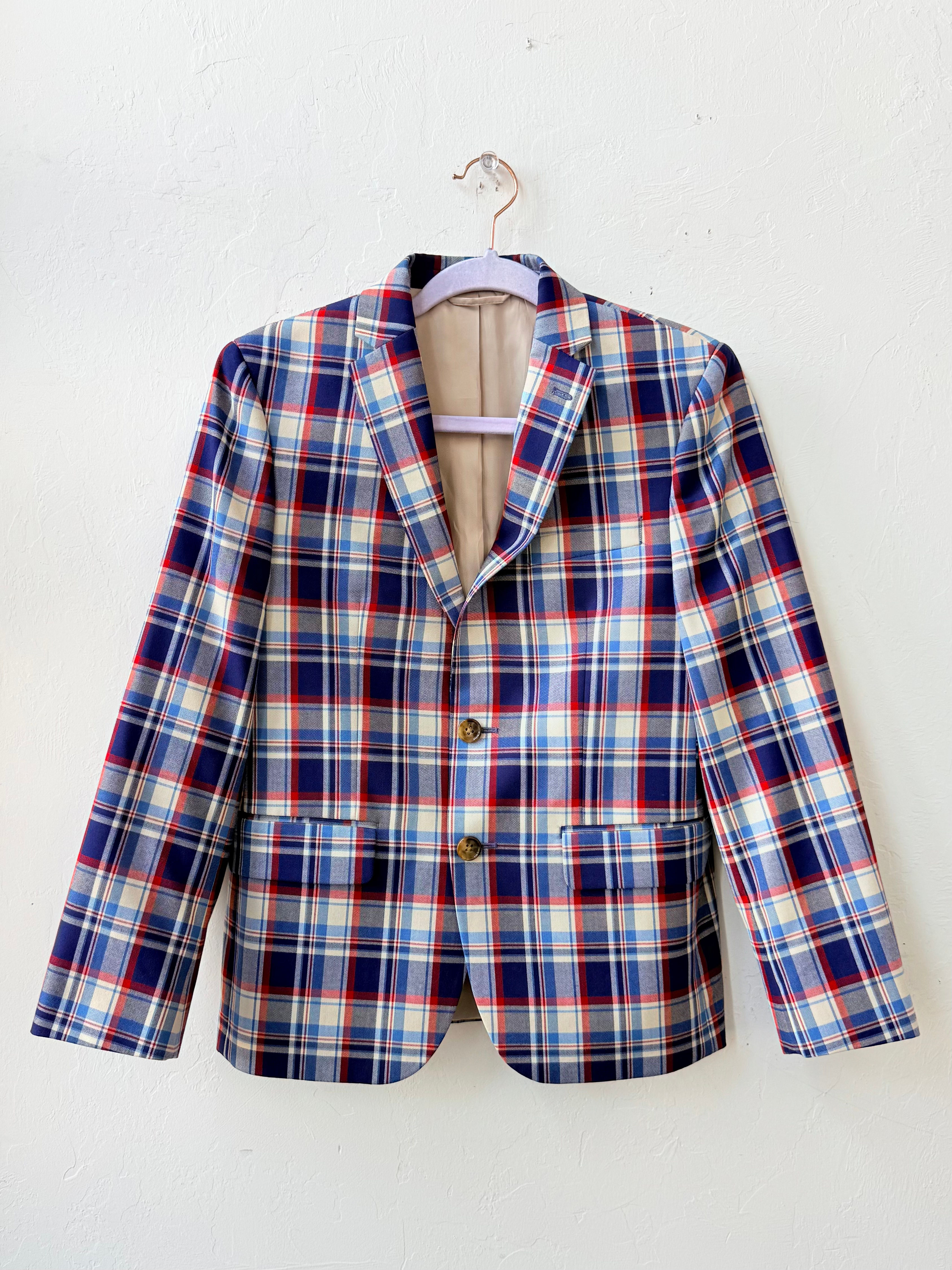 Vintage Ralph Lauren Madras Blue Plaid Blazer - 14R