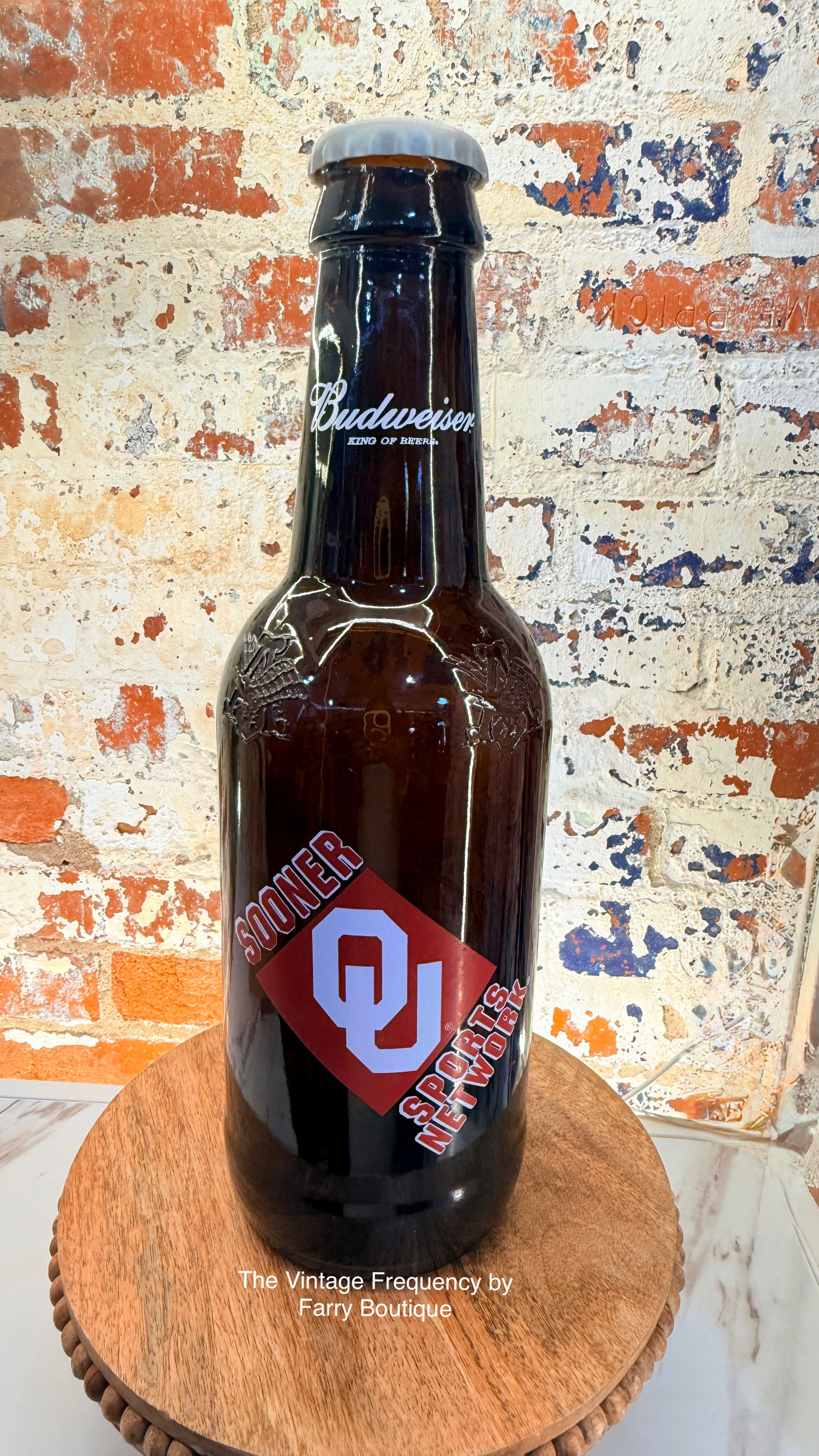 Customized 15-inch Jumbo OU Budweiser Glass Promo Bottle
