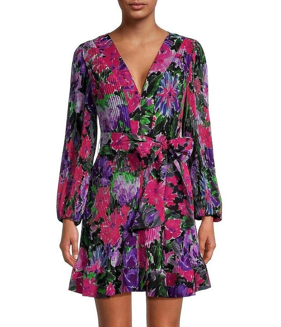 Thumbnail: Milly Liv Pleated A-Line Floral Belted Dress - 2  Retails$450.00