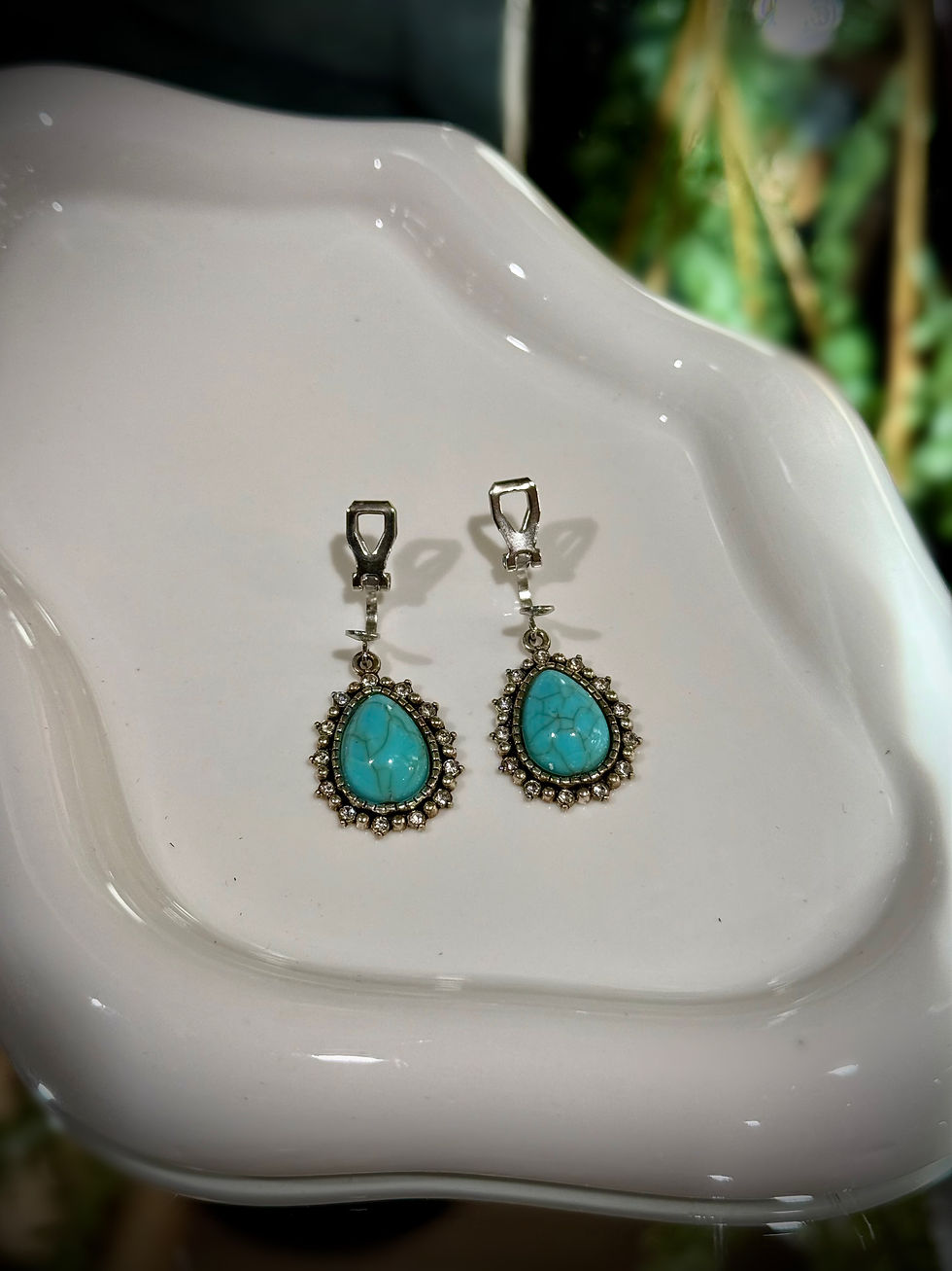 Thumbnail: Vintage Turquoise | Clip On Earrings