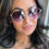 Thumbnail: Retro | Unisex Gold Frame Purplish Sunglasses