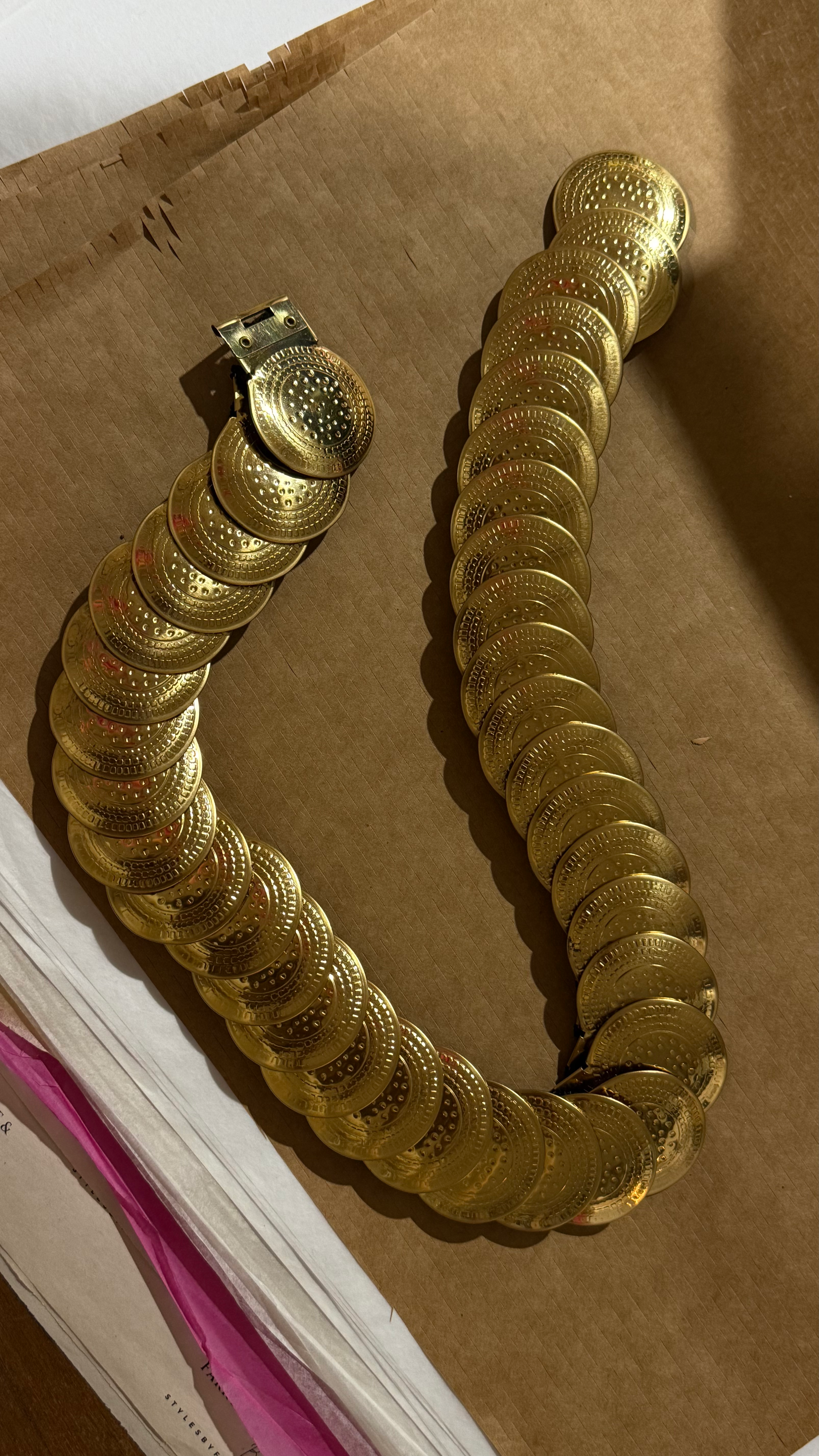 Vintage Boho Medallion Coin Scales Elastic Belt