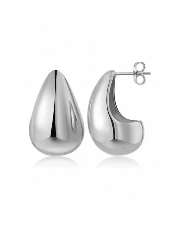 Thumbnail: Chunky C | Silver Teardrop Earrings