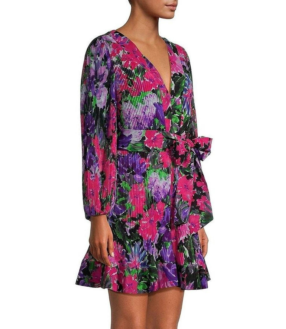 Thumbnail: Milly Liv Pleated A-Line Floral Belted Dress - 2  Retails$450.00