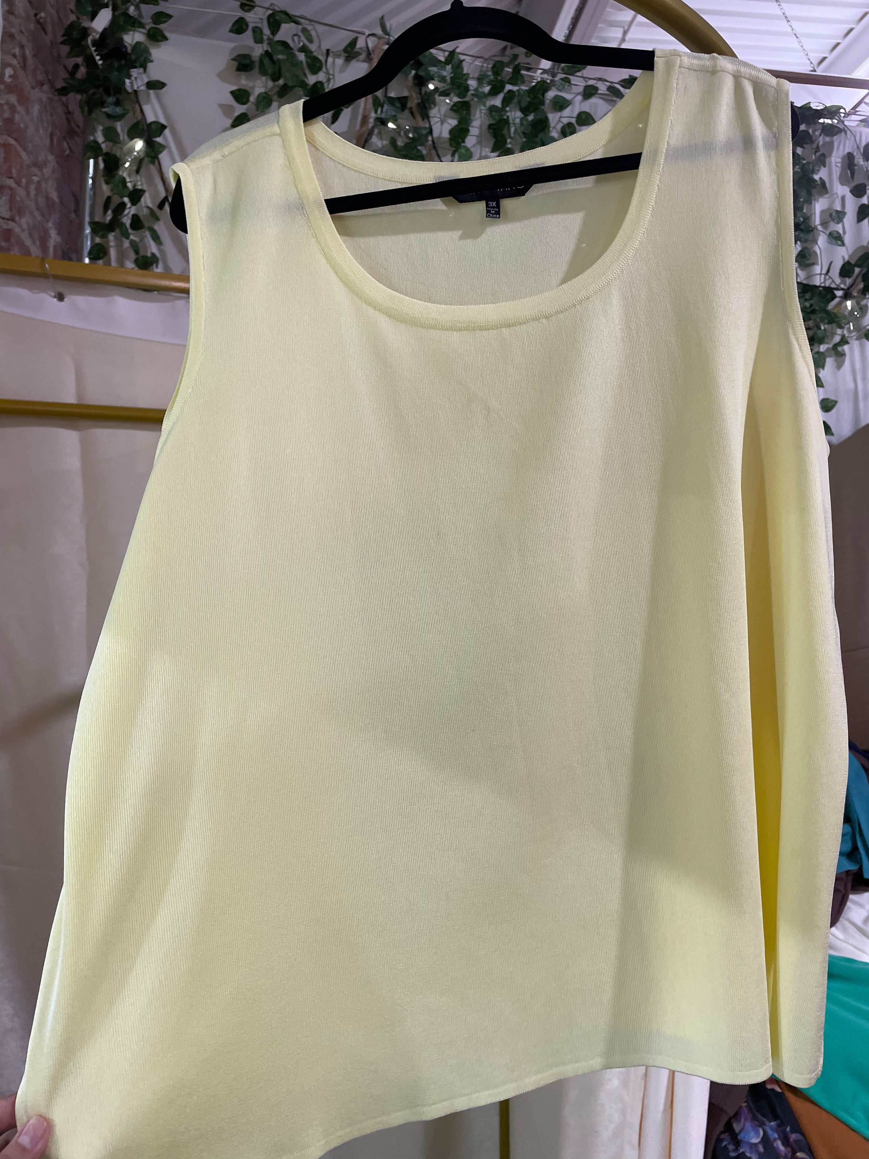 Ming Wang Plus Scoop Neck Sweater Tank in Canary Yellow Retails: $145- 3XL