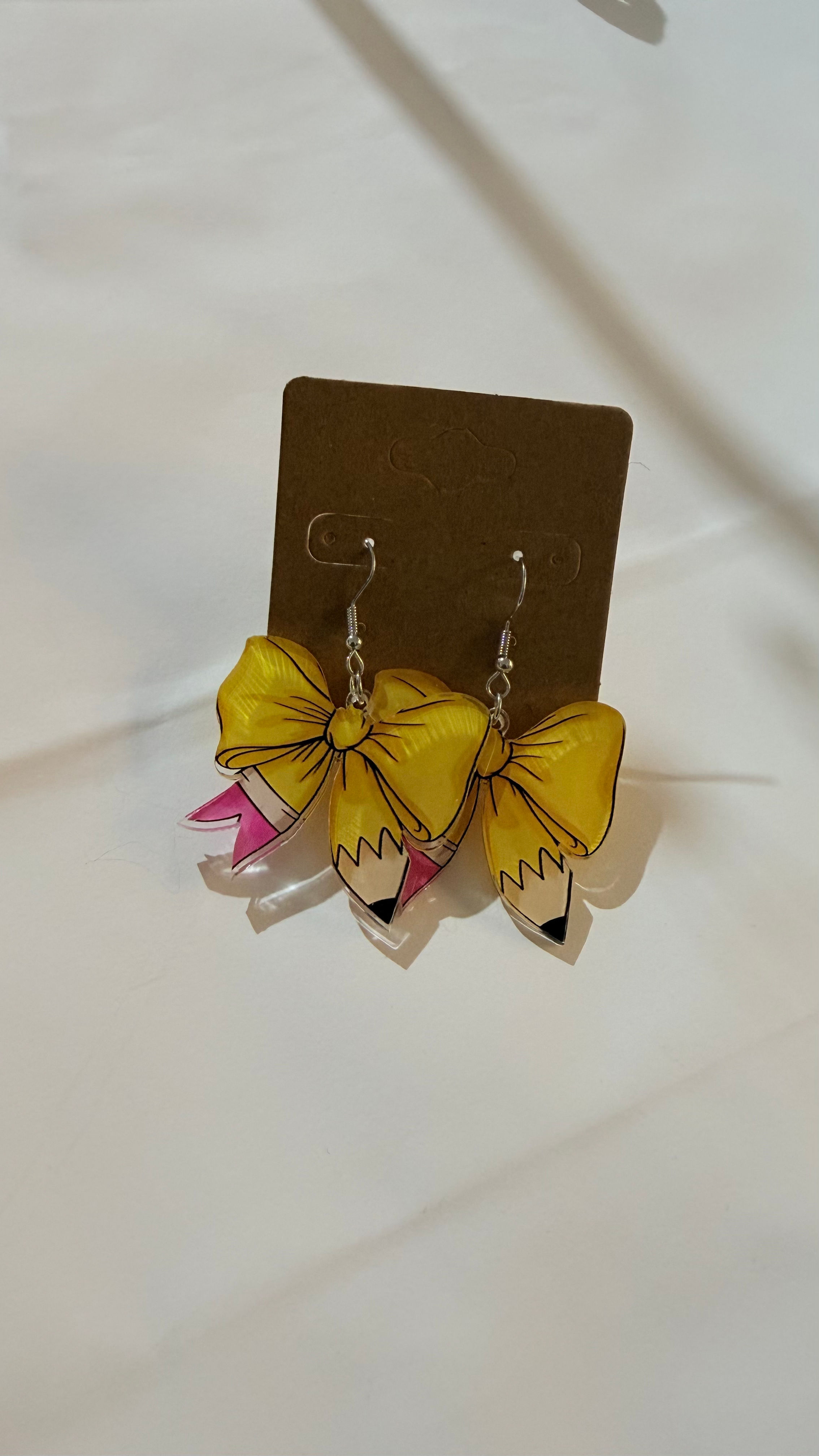 Yellow Ribbon Pencil Earrings