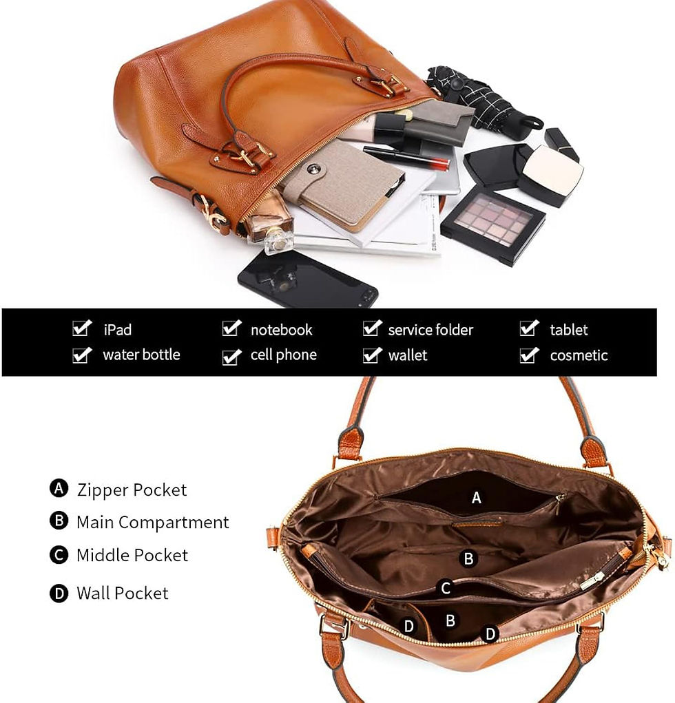 Thumbnail: Kattee Cognac Pebble Cowhide Leather Large Tote Bag