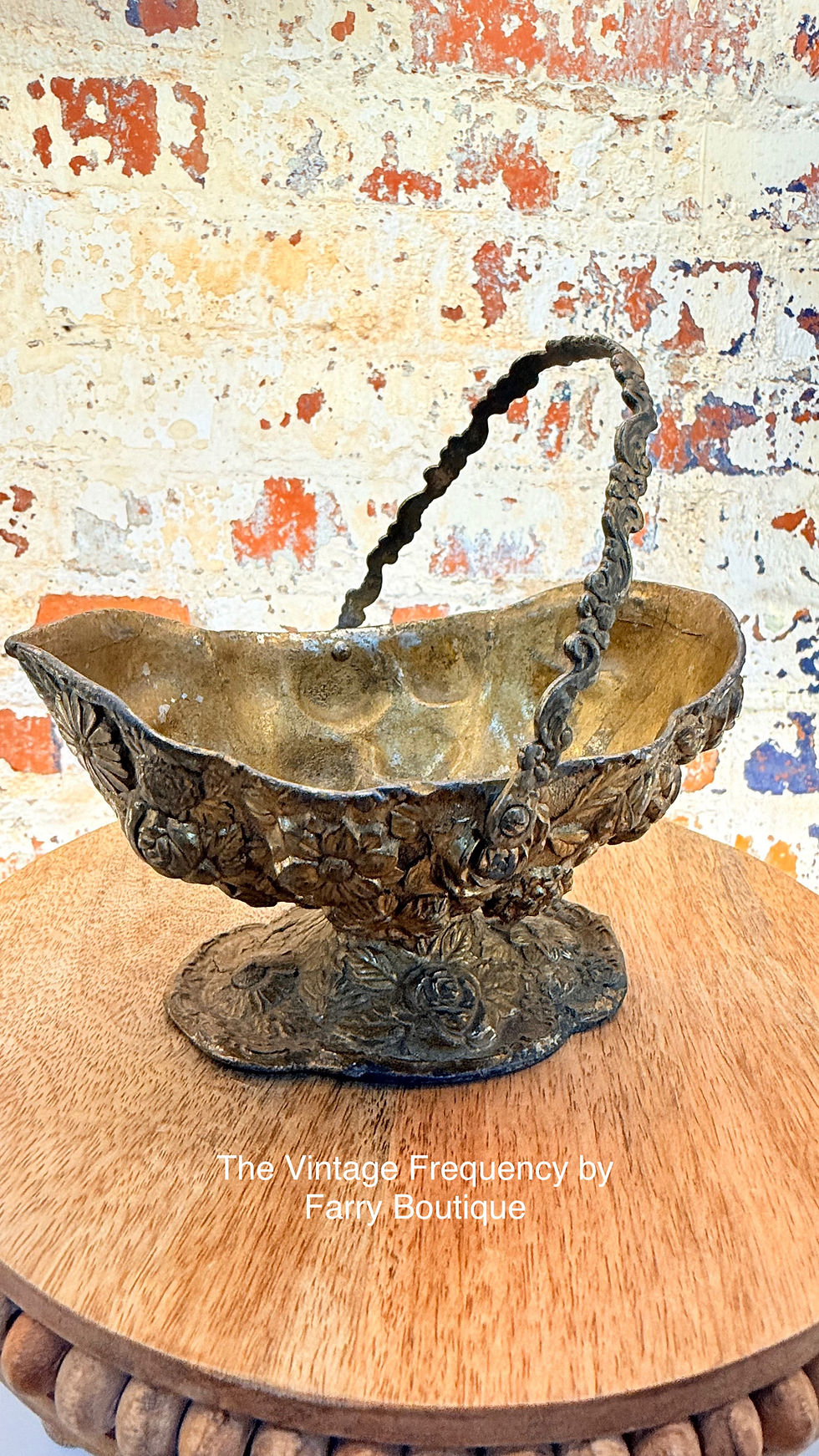 Прев'ю: Antique Silver Heavy Basket With Handle Made in Japan