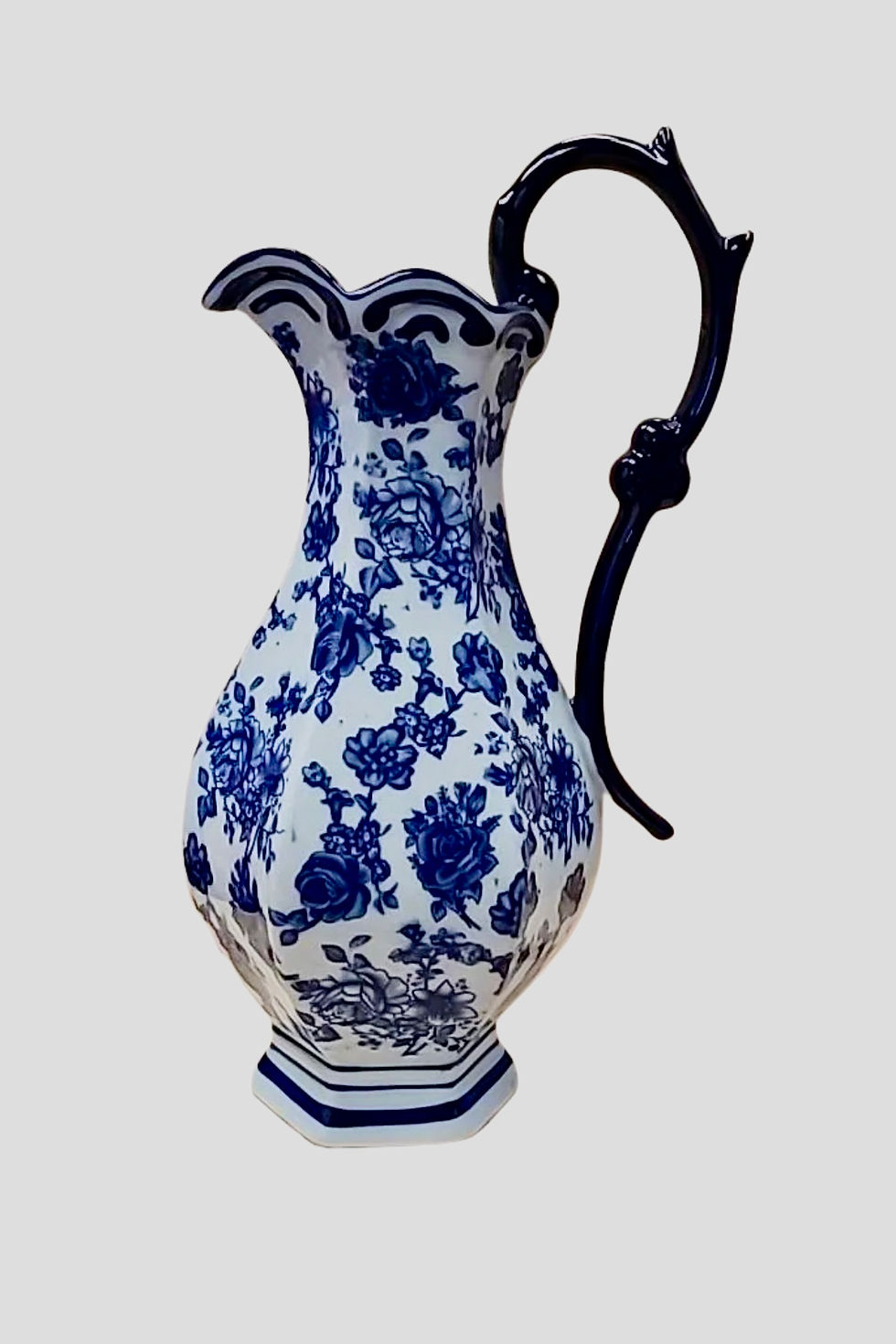 Miniature : RARE FIND** English Chinoiserie Flow Blue Floral Pitcher 