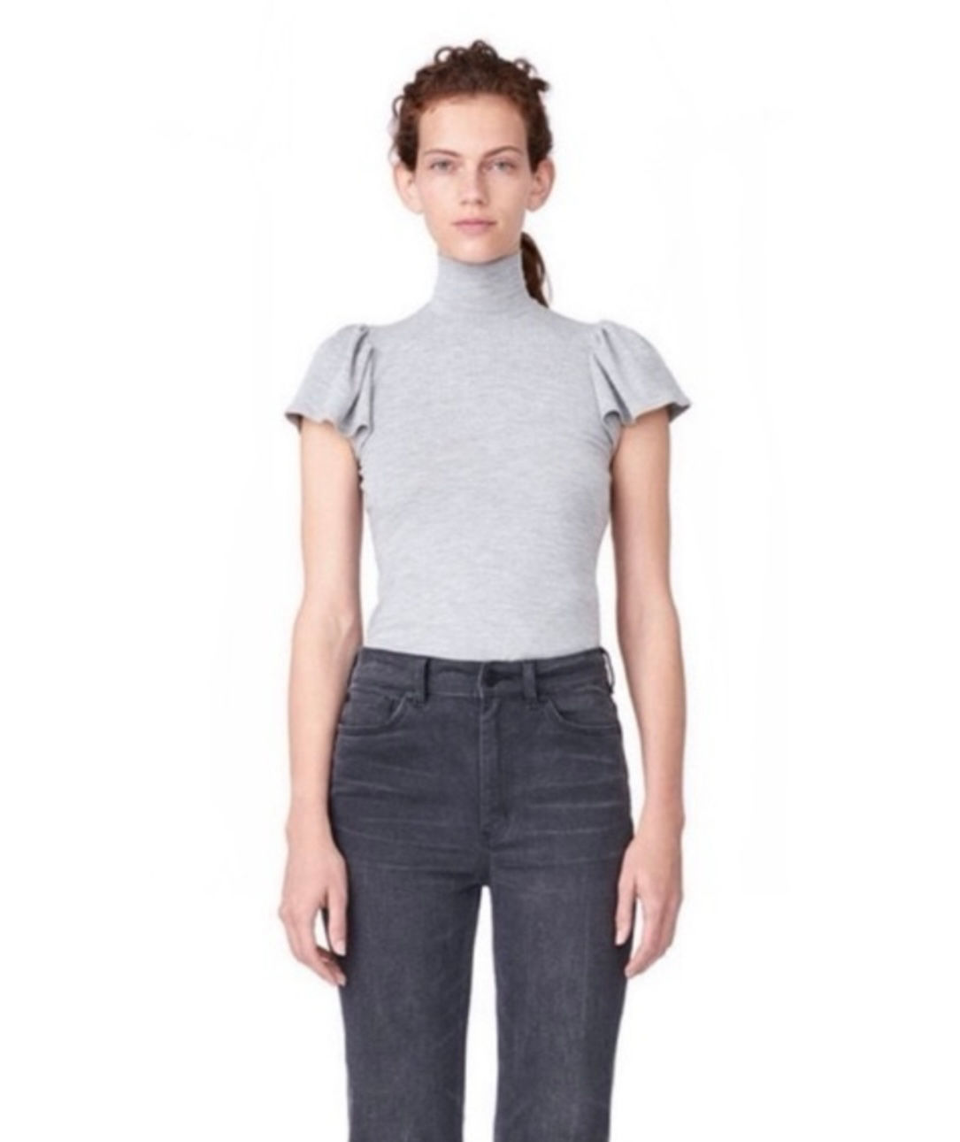 Rebecca Taylor Gray Jersey Mock Neck Top MSRP: $225