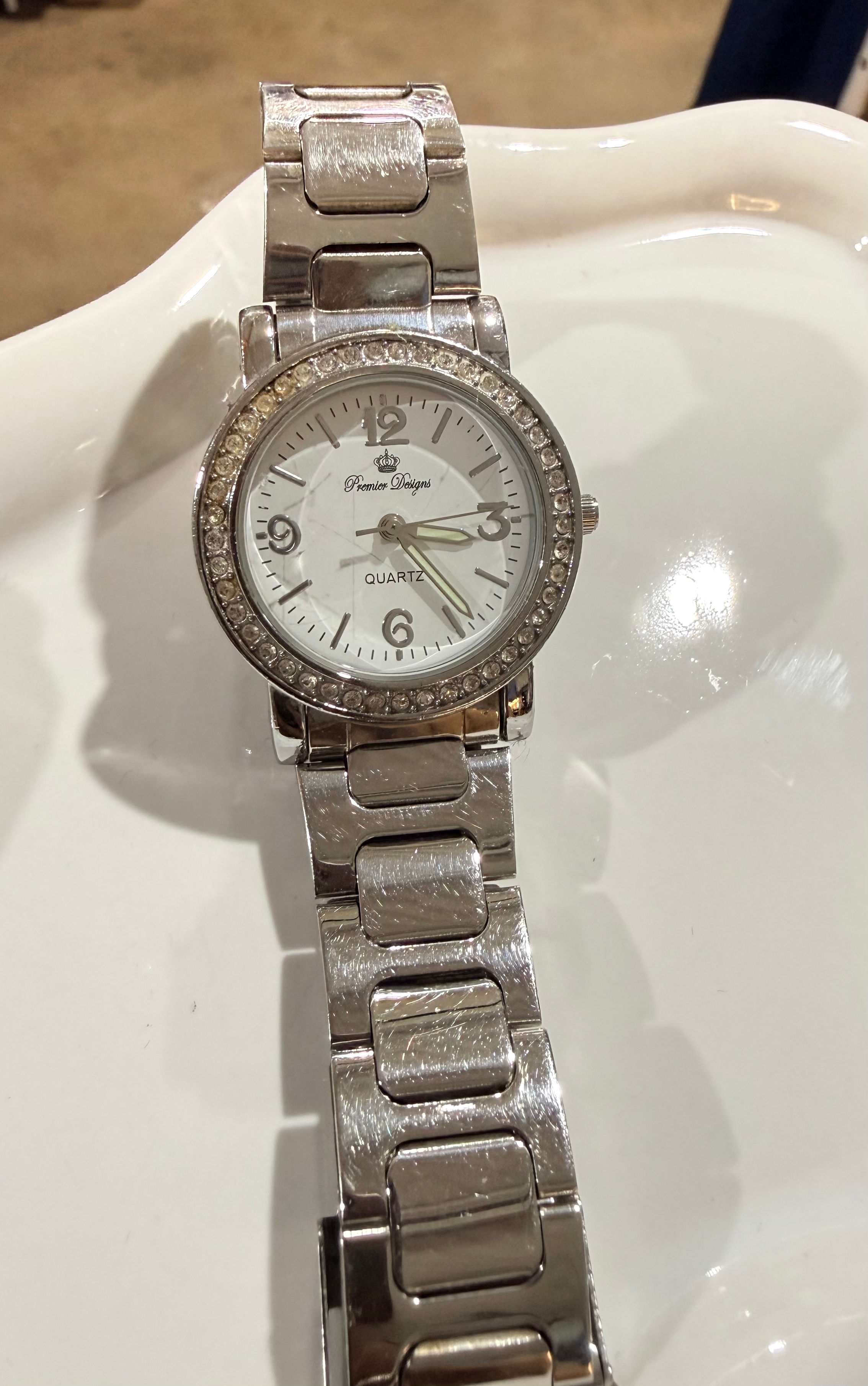 Premier Designs Quartz Rhinestone Detail Silver Tone Watch 