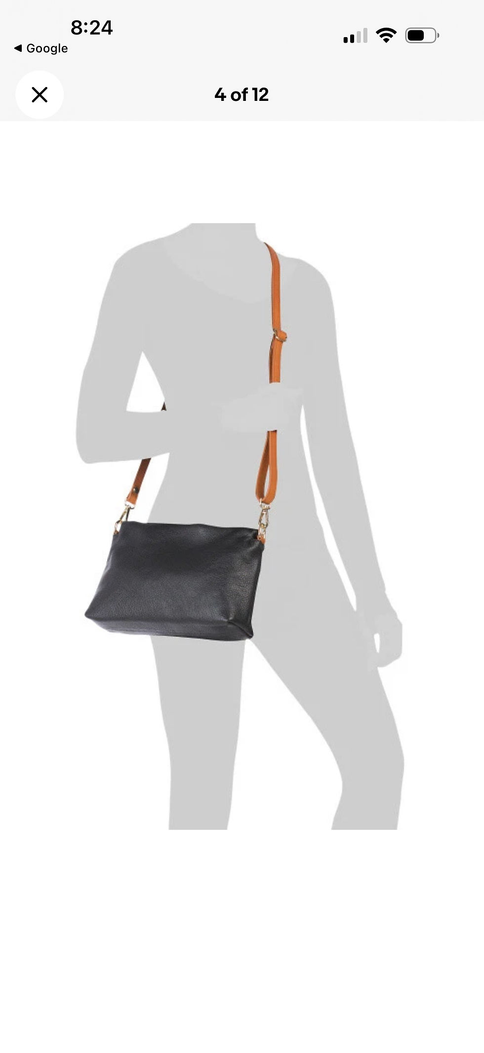 Miniature : Valentina Italia Black & Brown Pebble Leather Crossbody Bag