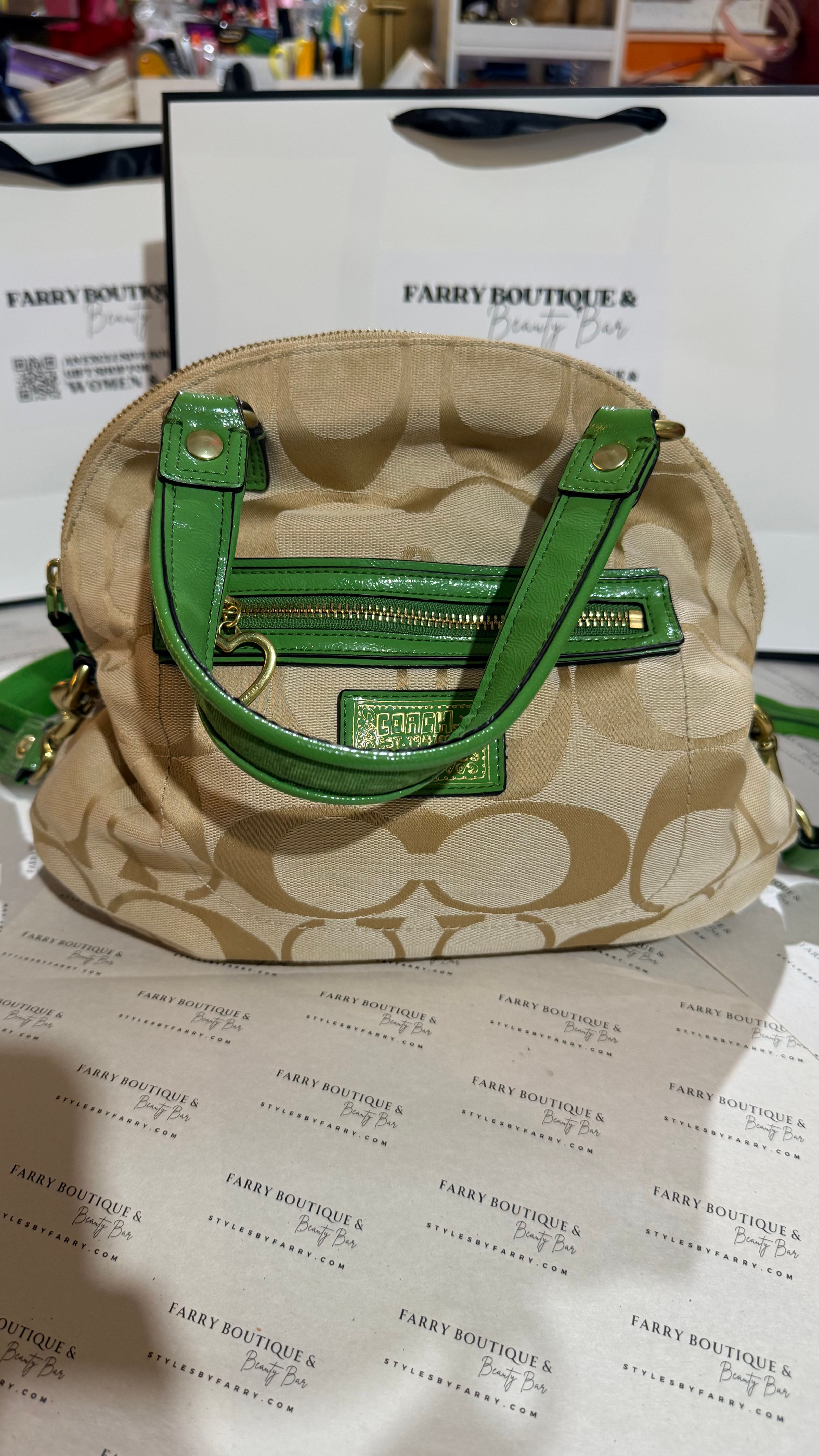 Coach Poppy Signature Fold Over Satchel