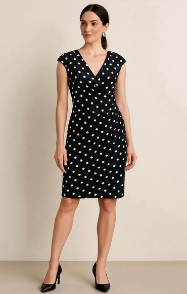 Ralph Lauren Black Polka Dot Cowl Neck Dress - 6