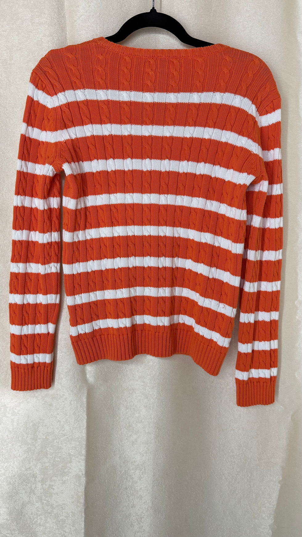 Miniatura: Vtg Ralph Lauren Orange Cotton Striped Cable Knit