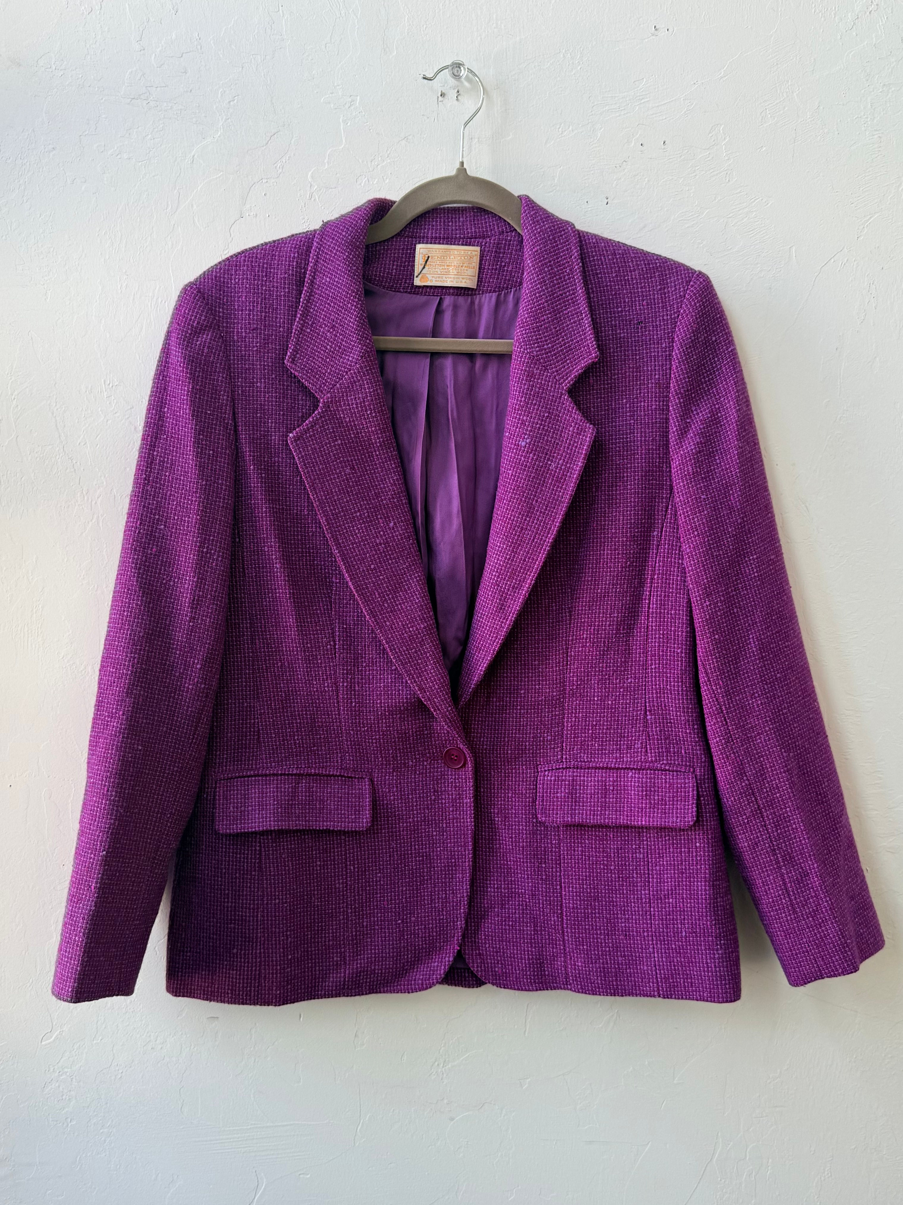 Vintage RARE FIND Pendleton Purple Tweed Virgin Wool Blazer-10