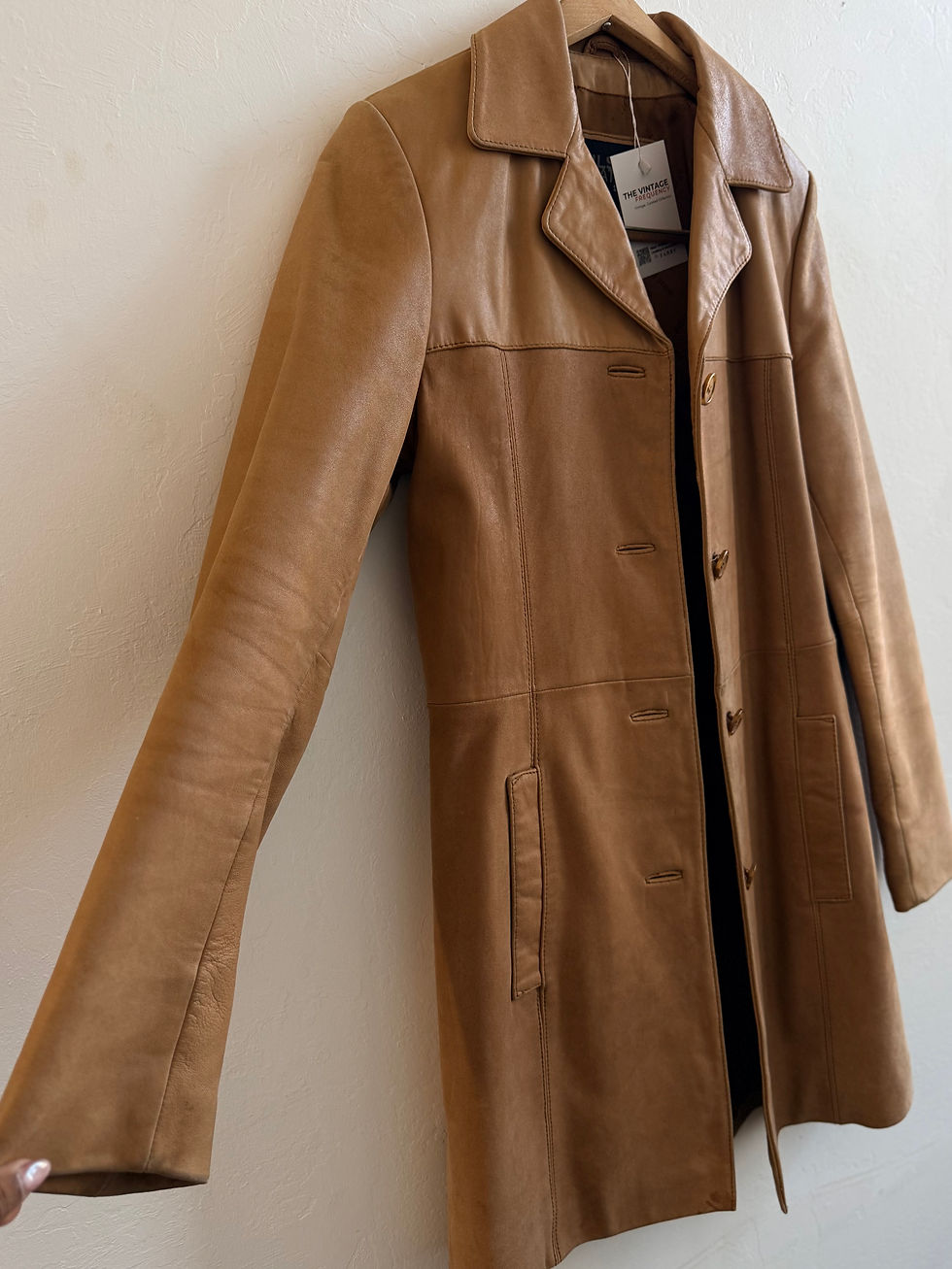Thumbnail: Vintage Wilson’s Leather Pelle Studio Tan Leather Coat- S