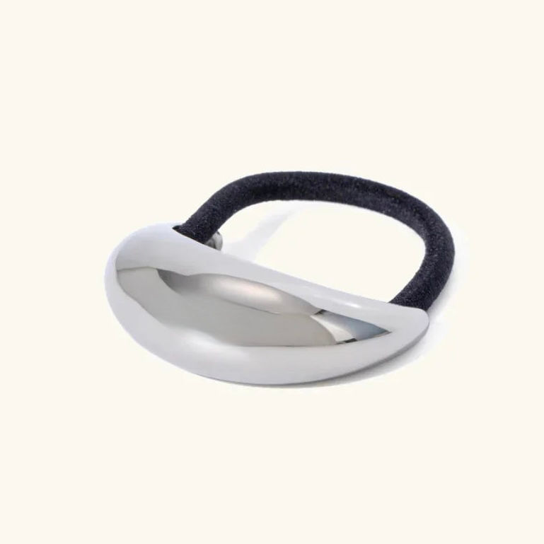 Thumbnail: Mini Silver Dome Chunky Metal Hair Tie