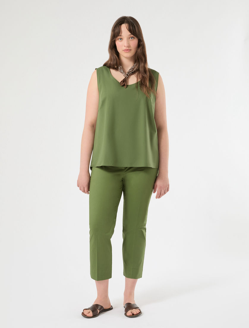 Ming Wang Stretch Deco Crepe Scoop Neck Tank Olive Retails$160- 2X