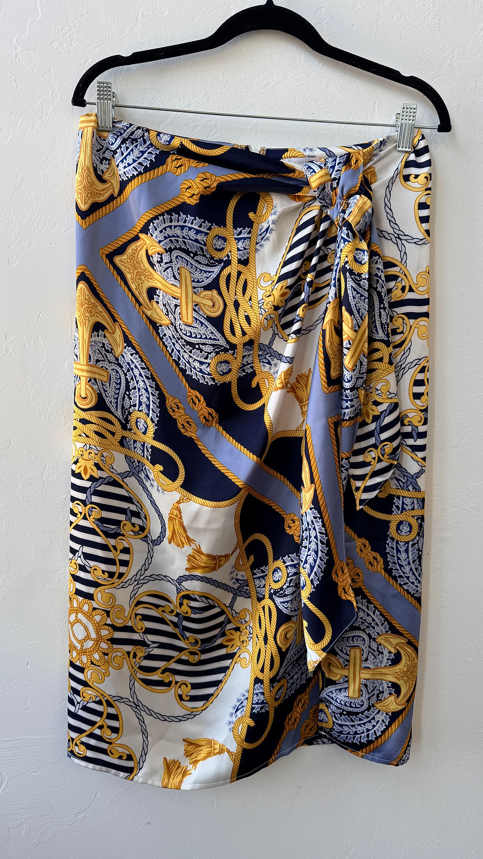 Thumbnail: Vintage Y2K Cache RARE FIND Satin Faux-Wrap Midi Skirt - S