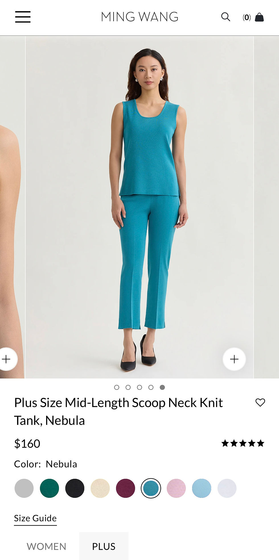 Thumbnail: Ming Wang Plus Size Mid-Length Scoop Neck Knit Tank In Nebula Retails: $160- 3XL