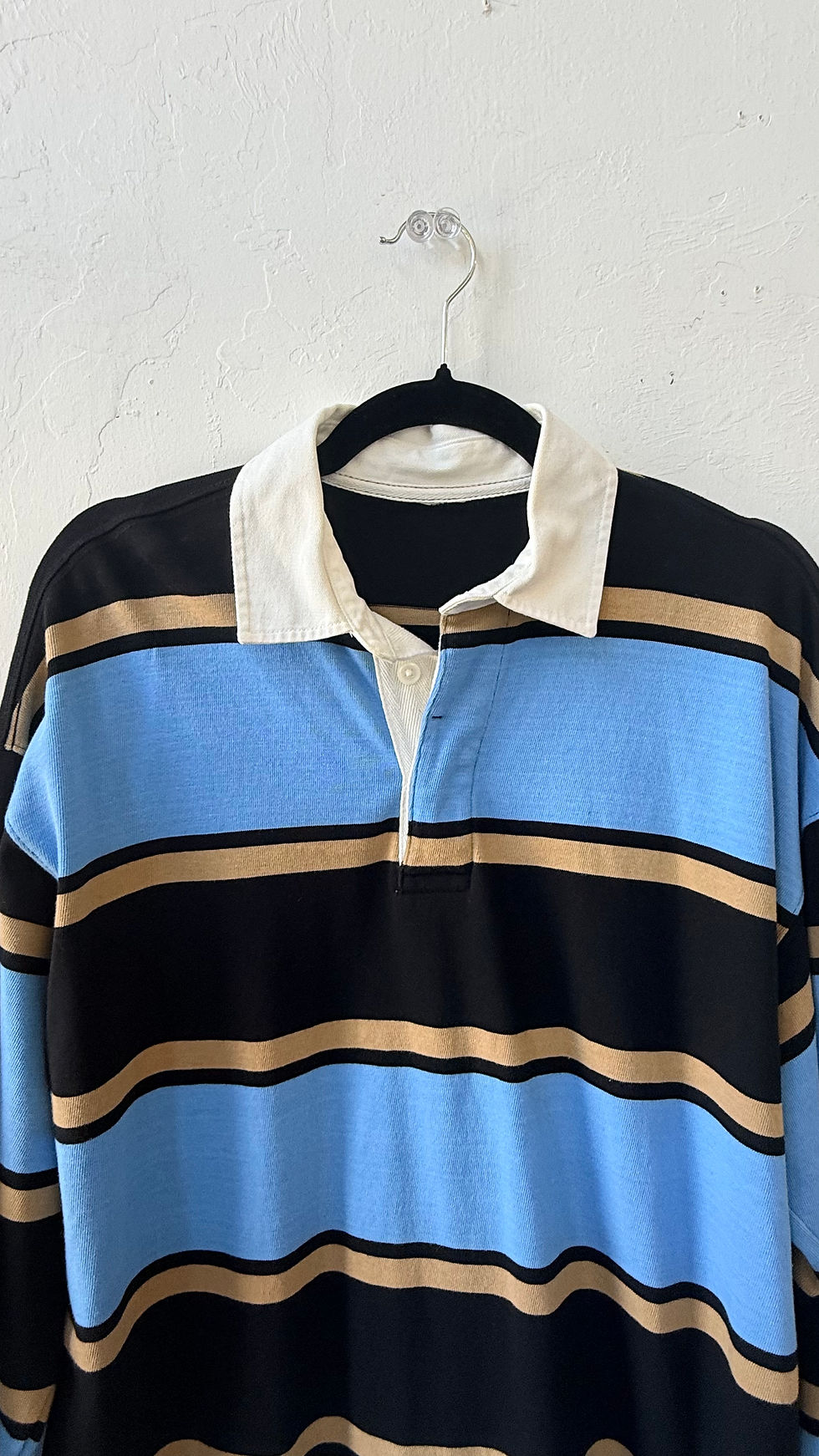 Thumbnail: Men’s Blue Multi Oversized Fit Cotton Rugby Shirt - S