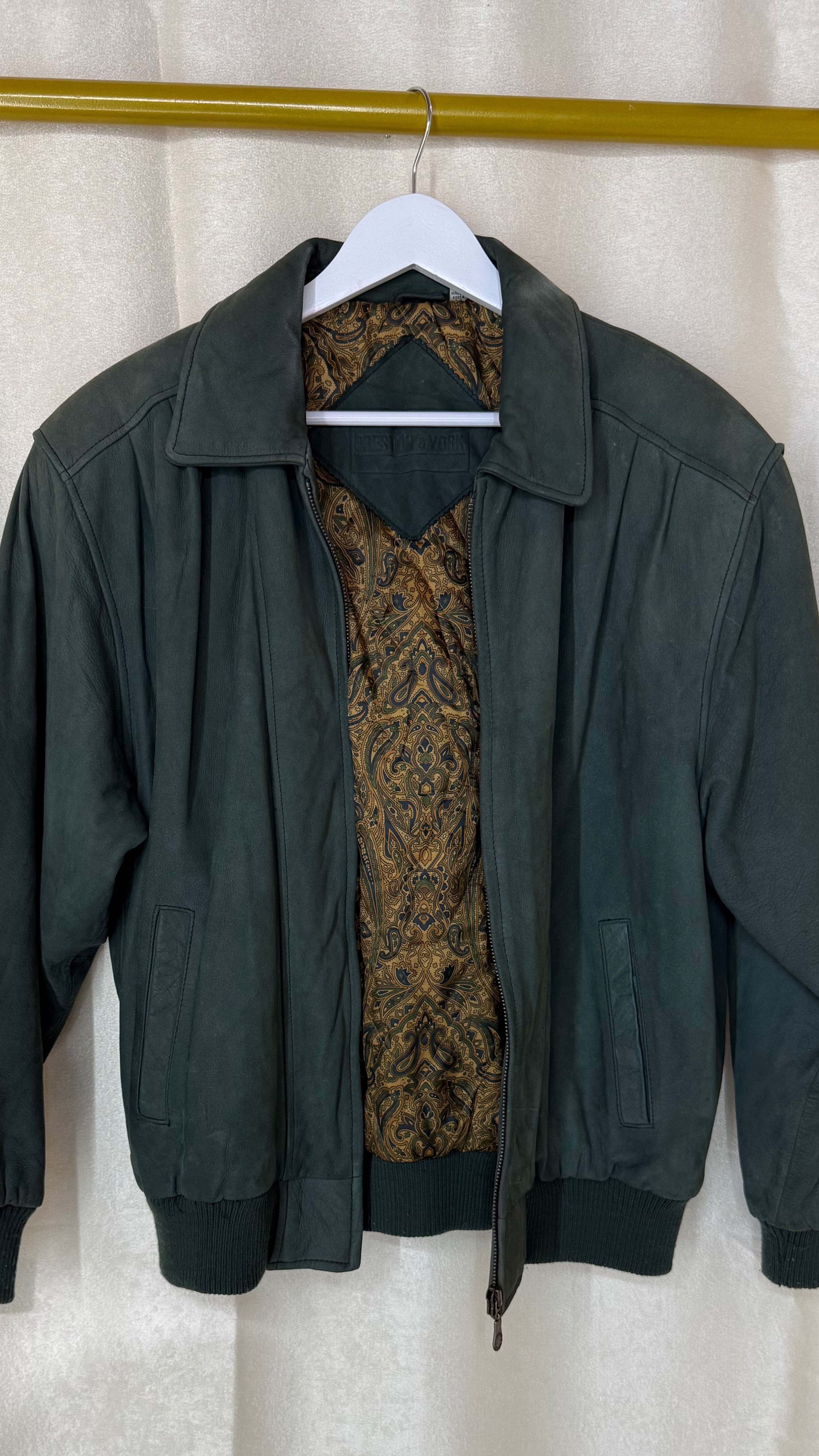 Vintage Genuine Leather Bomber Jacket Unisex