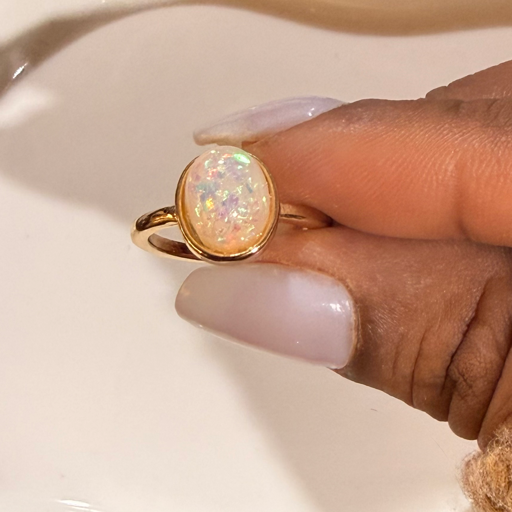 Minimal 27 | Australian Faux Opal Gold Tone Ring