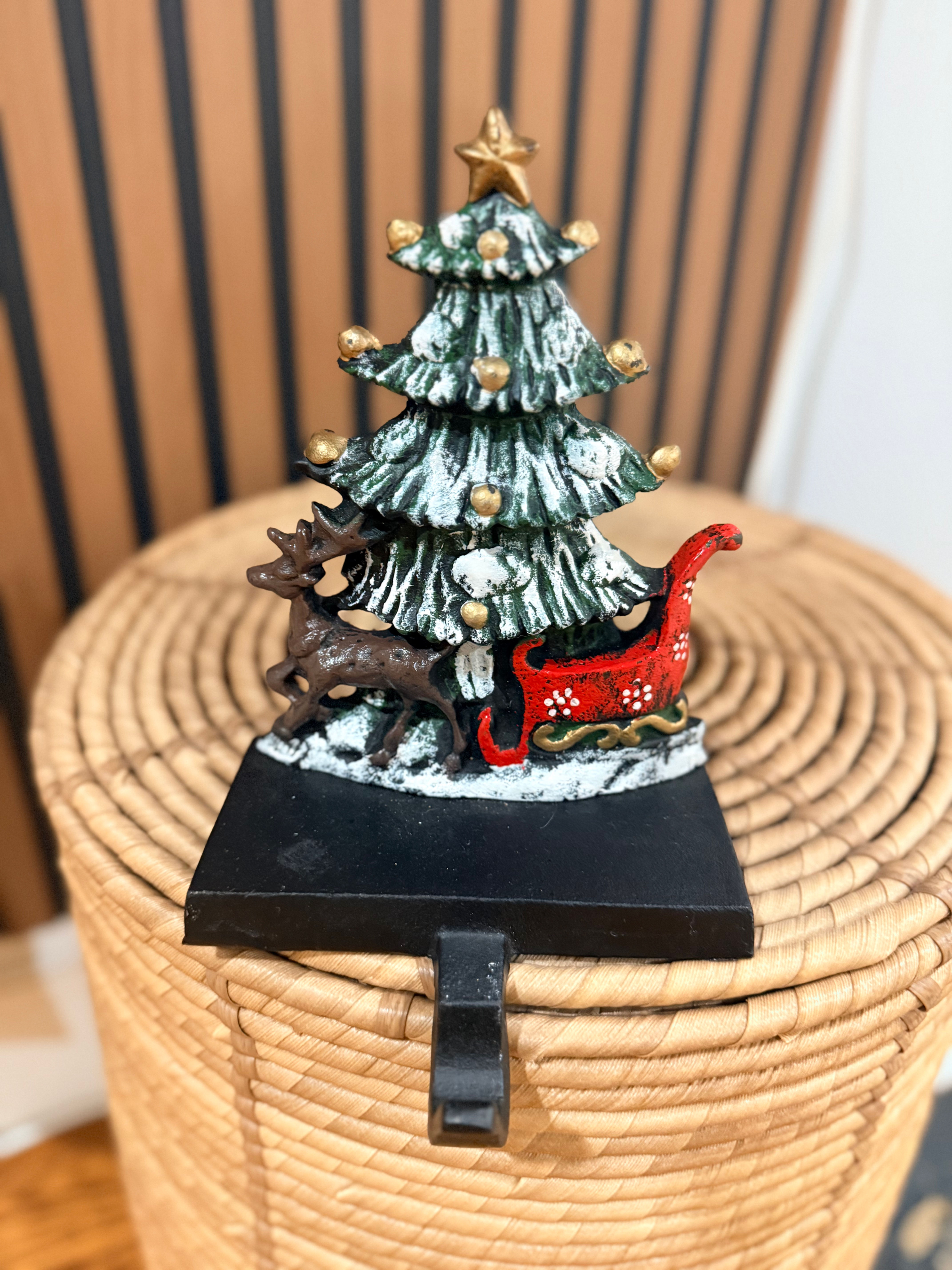 Lulu Décor 100% Cast Iron Rain Deer Christmas Stocking Holder