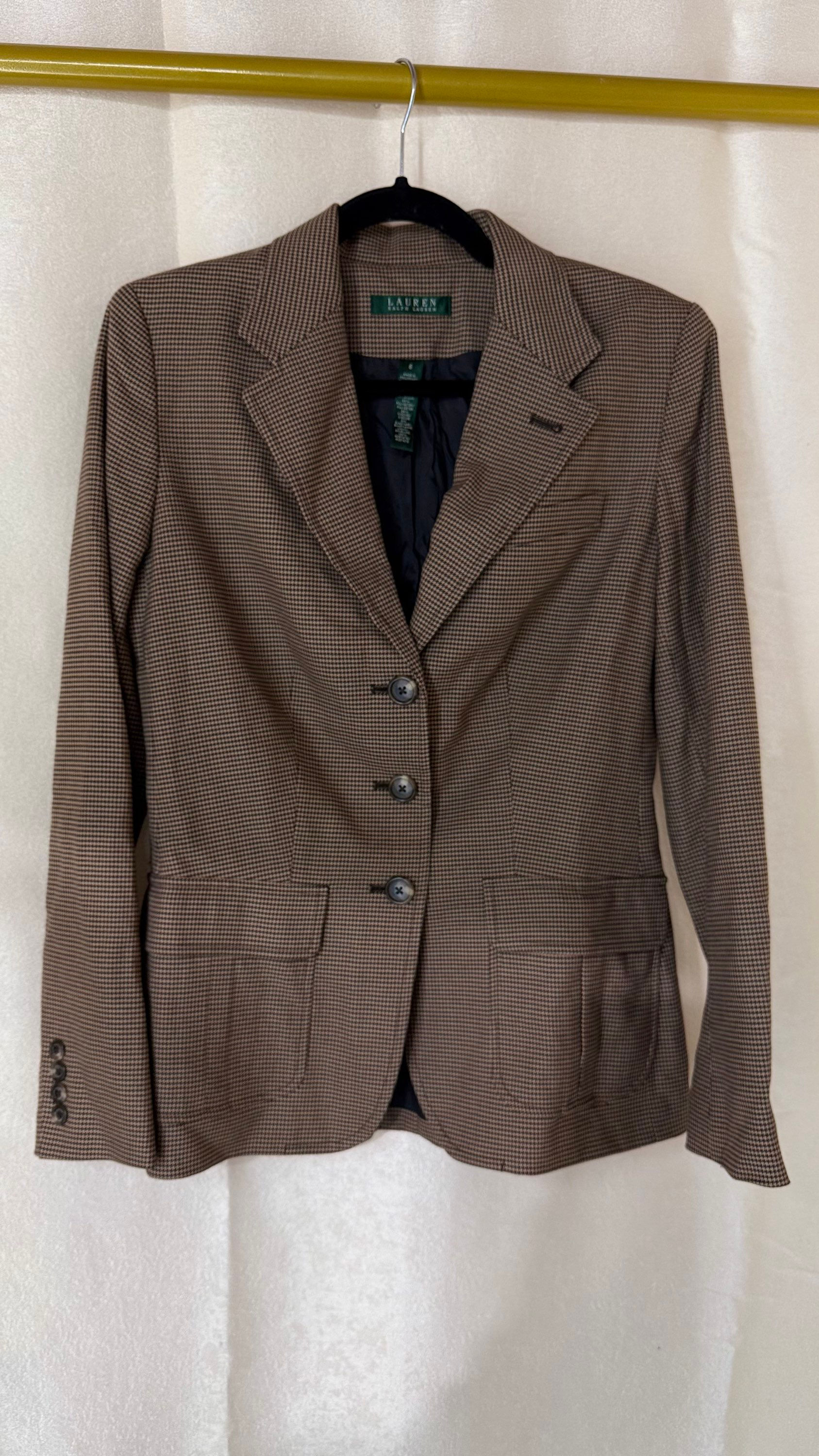Lauren Ralph Lauren Houndstooth Brown Blazer