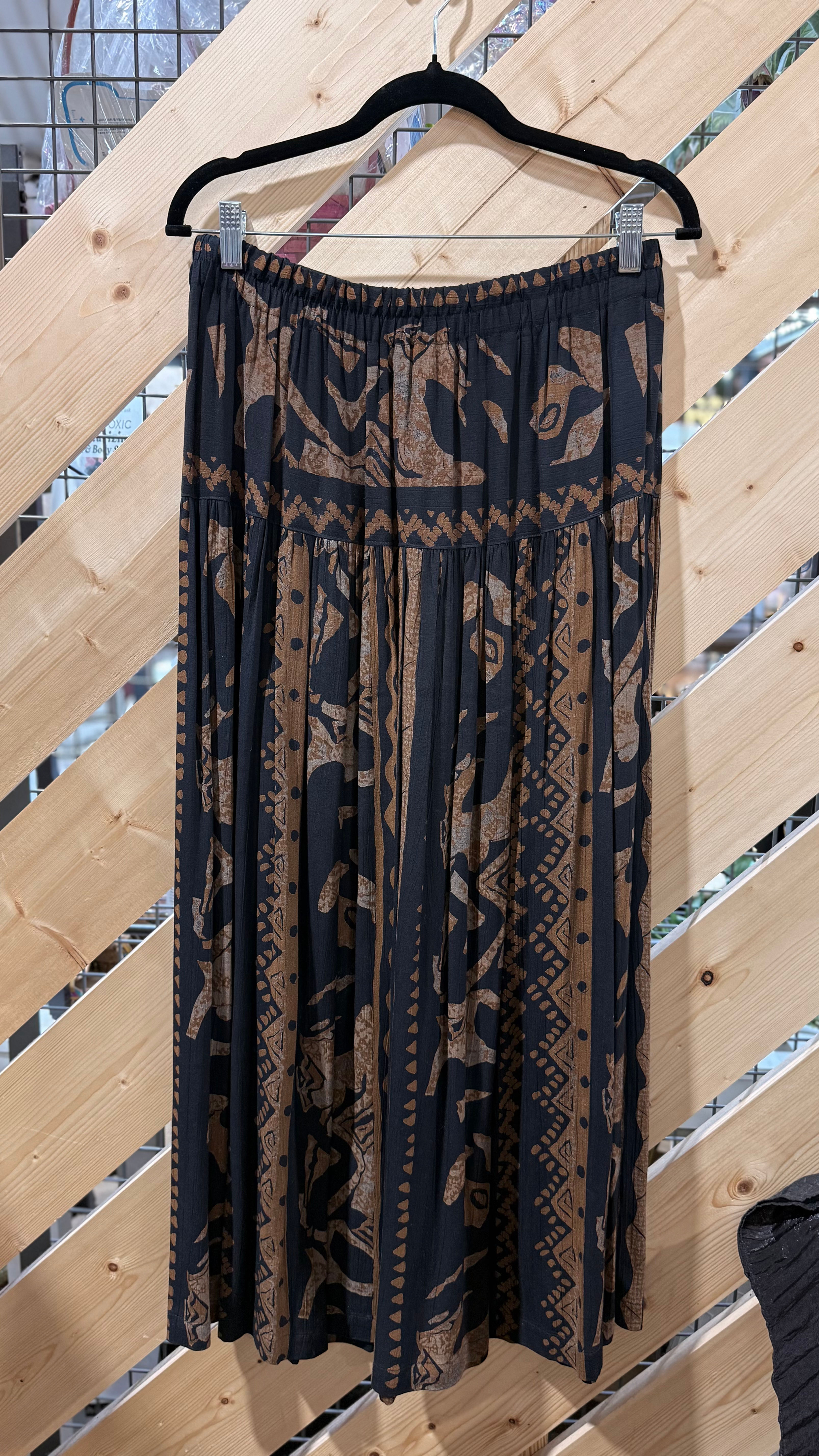 Carole Little Vintage Brown Black Pleated Skirt- 10