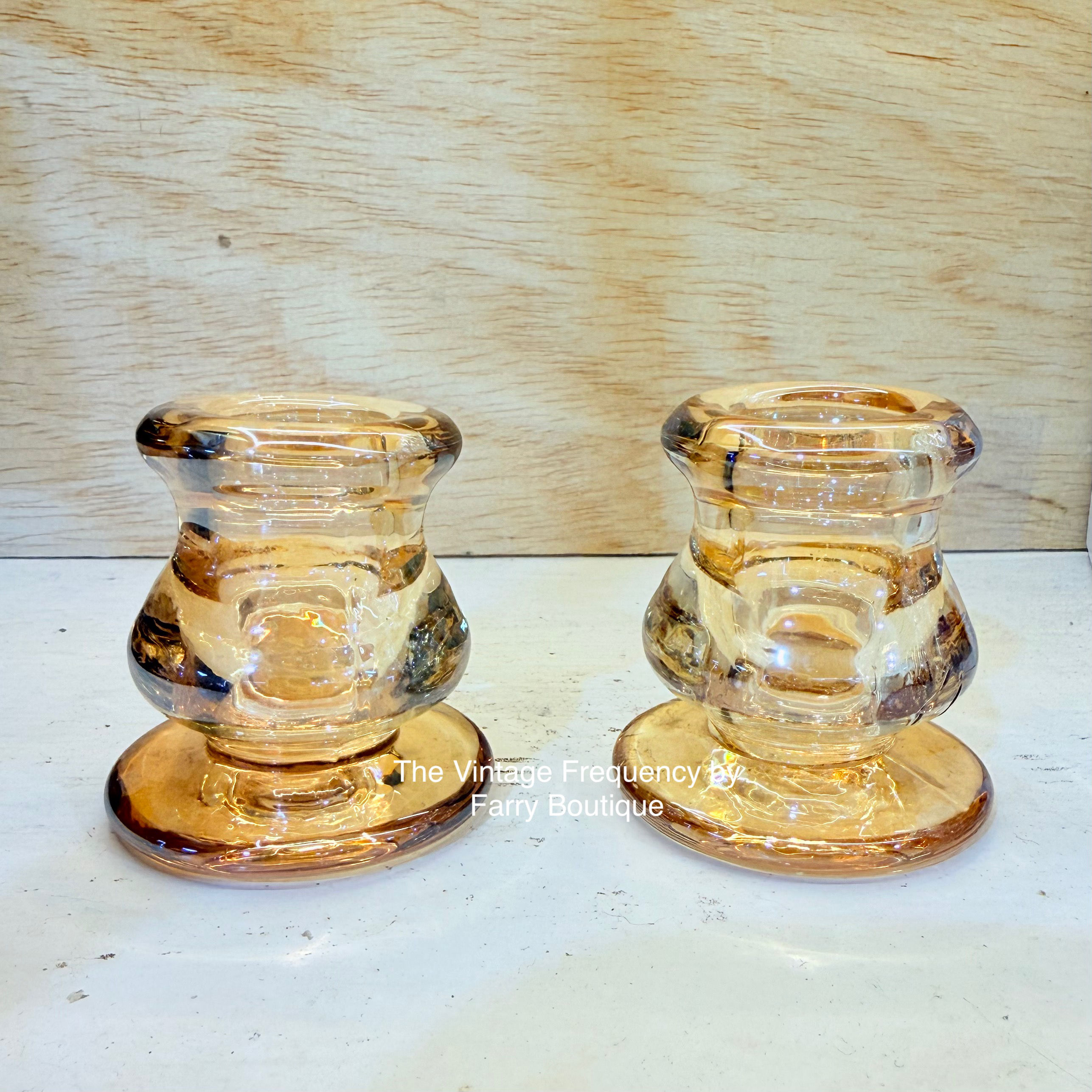 2 Pink Depression Glass Candle Stick Holders