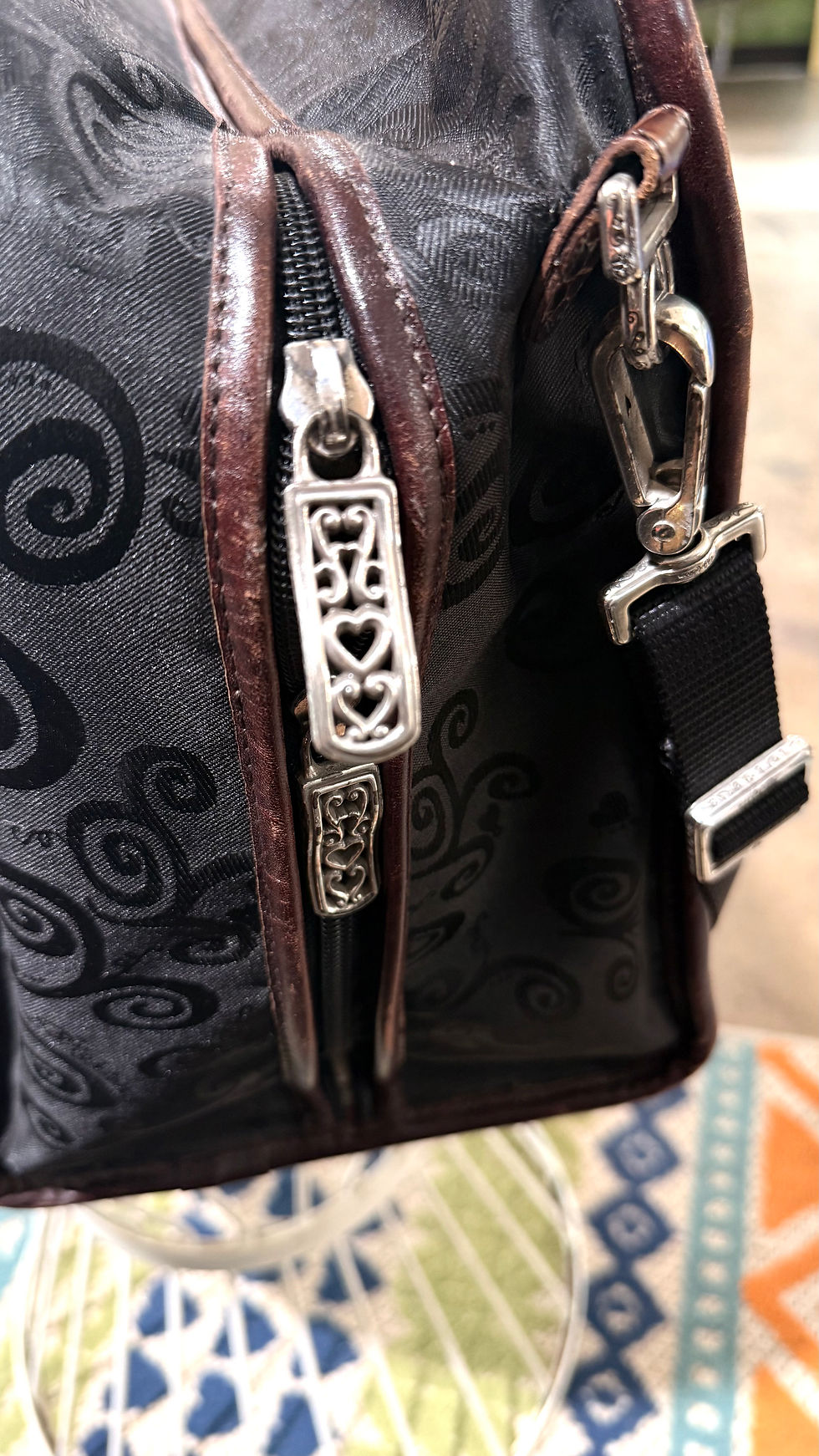 Thumbnail: Vintage Brighton Travel Collection 18” Black Brown Croc Leather Weekender Bag