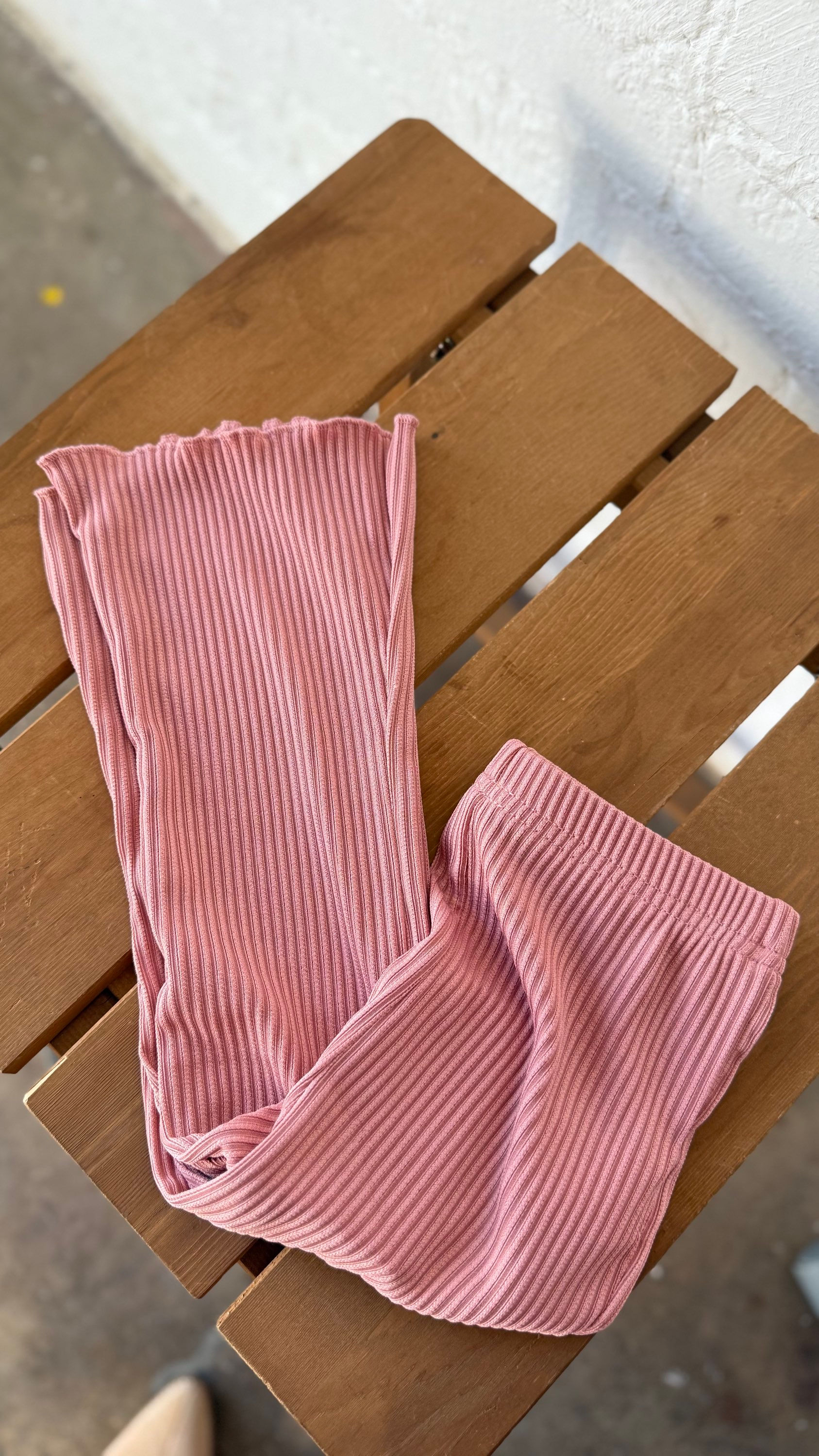 Infant Mauve Rib Bellbottom Pants