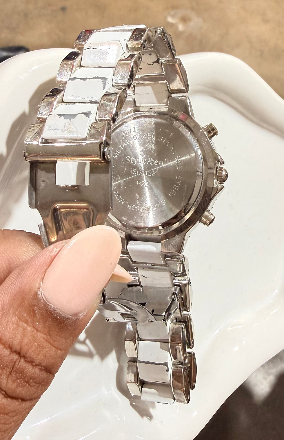 Thumbnail: STYLE&CO Crystal Detail White Silver Wristband Watch