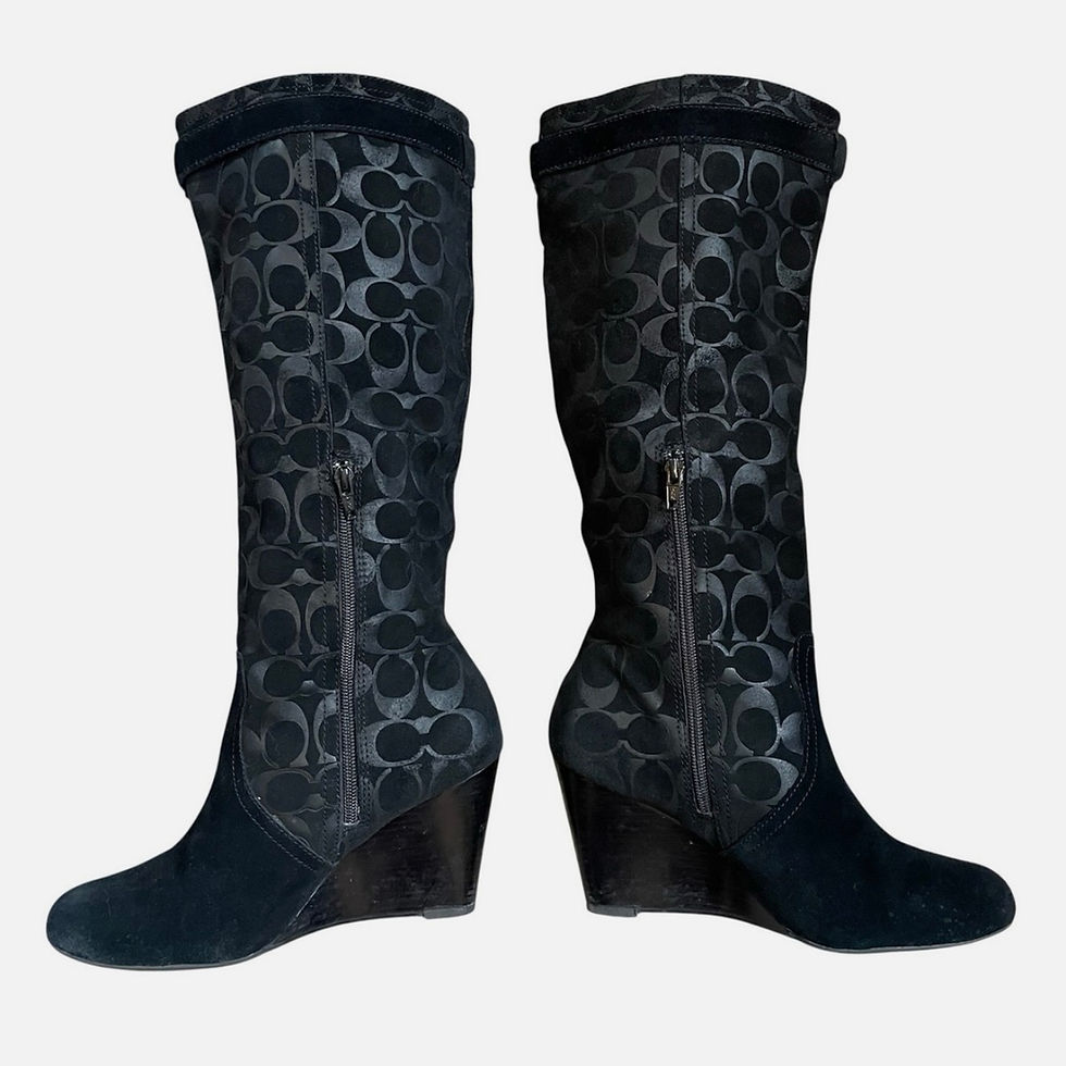 Miniaturbild: Coach Angie Black Suede Wedge Boots