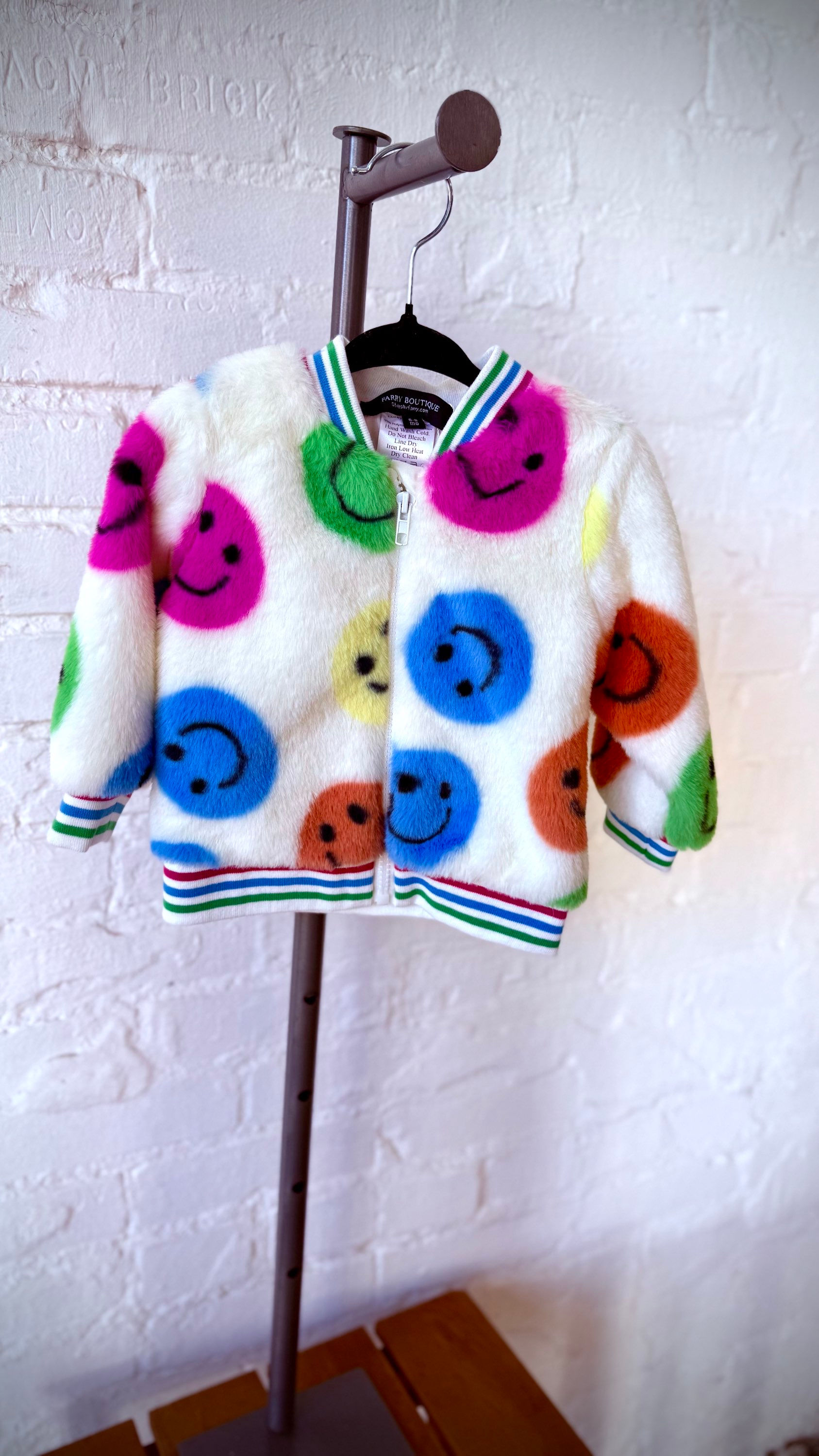 Smiley Face | Fluffy Bomber Jacket