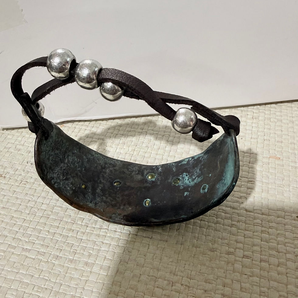 Thumbnail: Custom Design Turquoise Rhinestone Hammered Adjustable Cuff Bracelet