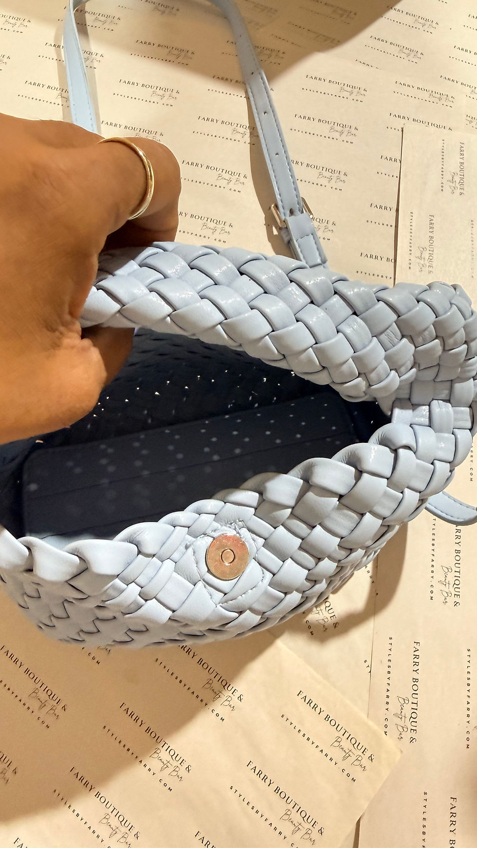 Miniaturbild: CILELA Mini Woven Top Handle Soft Blue Crossbody Bag