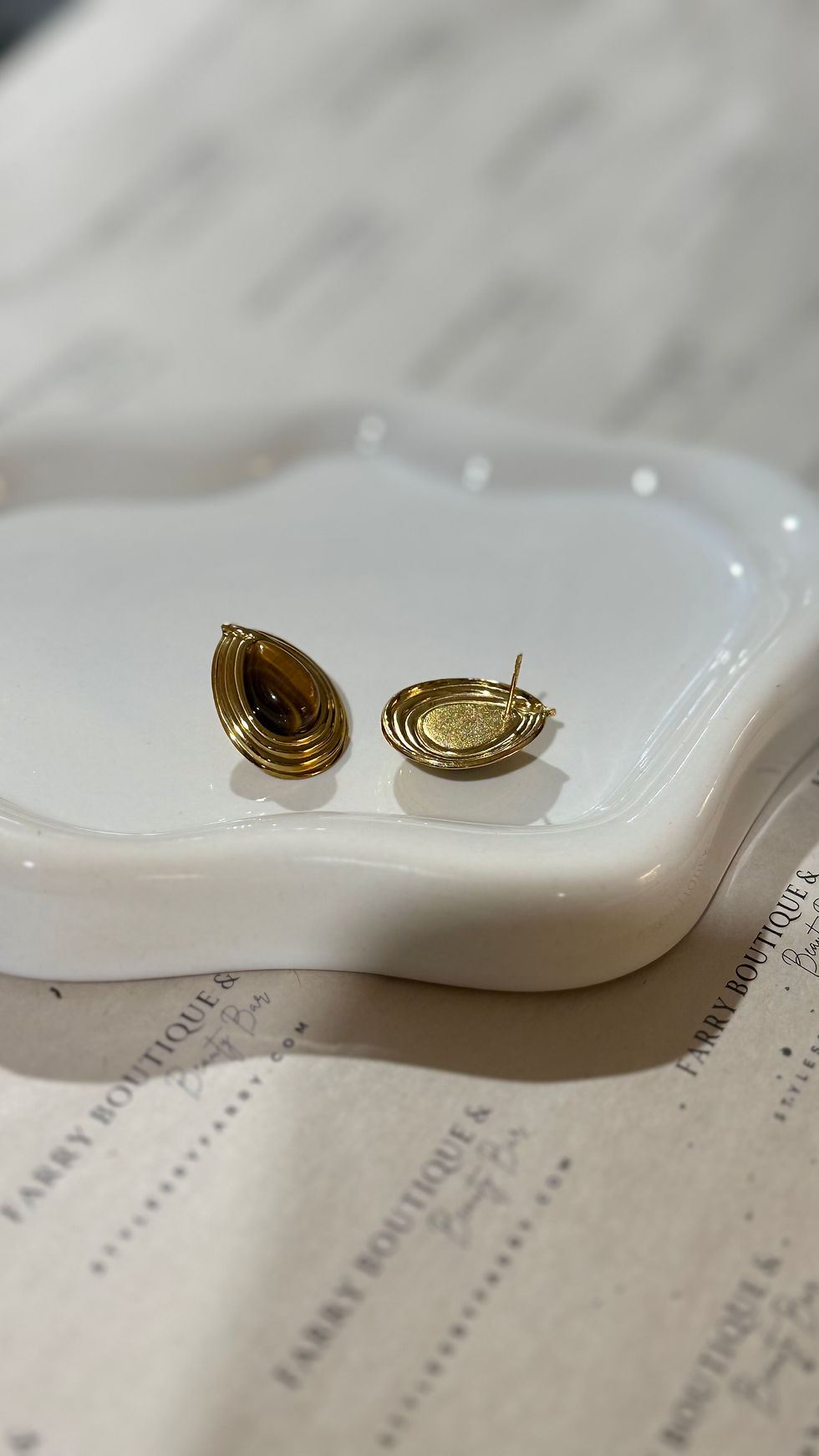 Thumbnail: Vintage Marvella Gold Tone Dome Tear Drop Earrings