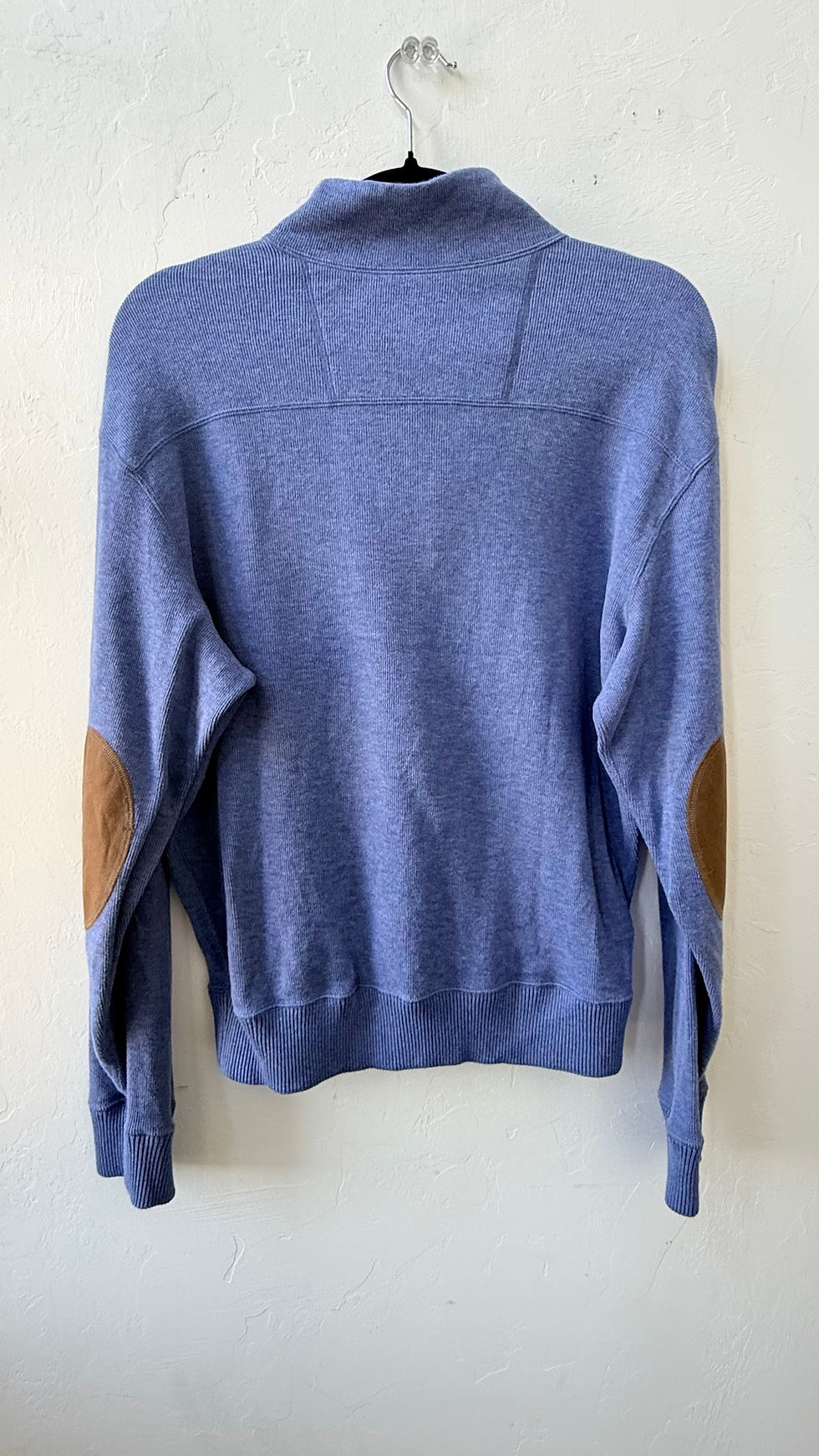 Thumbnail: Cremieux Reversible Blue Gray Elbow Patch Pullover- S