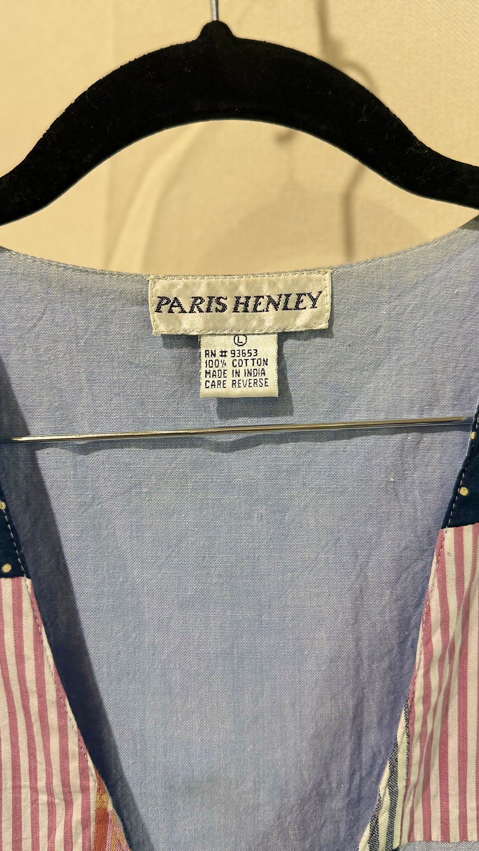 Thumbnail: Paris Henley Patchwork Cotton Vest -L